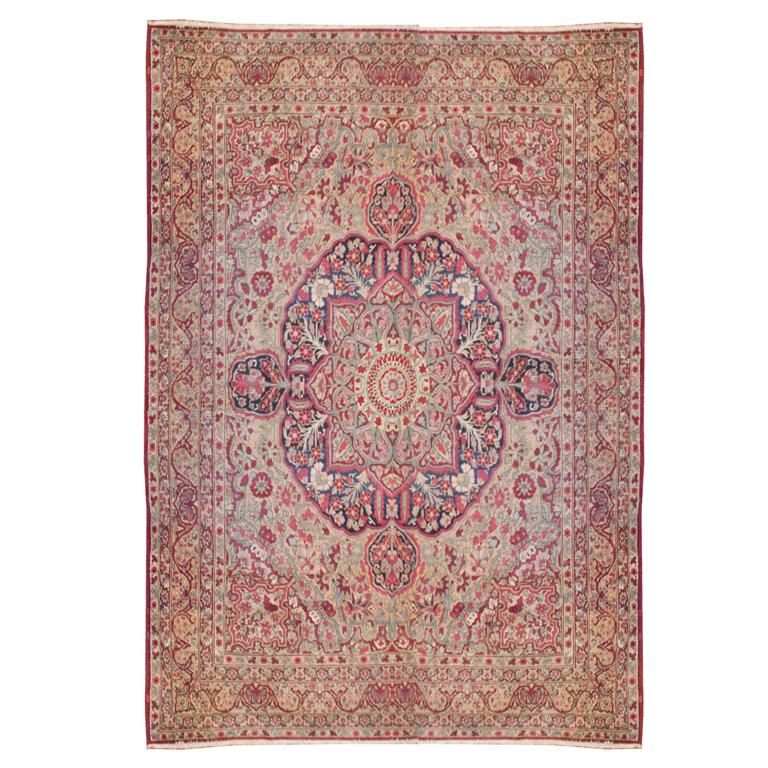 Early 20th Century Persian Lavar Kerman Carpet For Sale