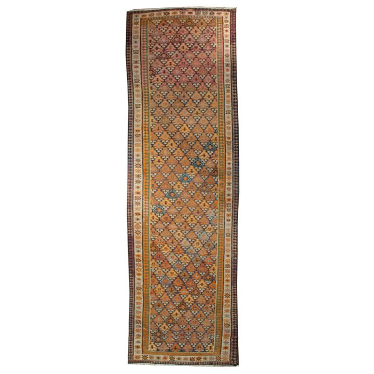 Early 20th Century Persian Qazvin Kilim Carpet Runner