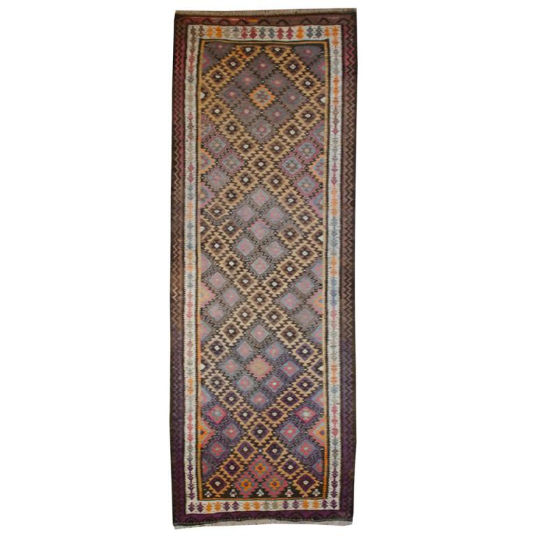 Persian Qazvin Kilim Carpet Runner For Sale