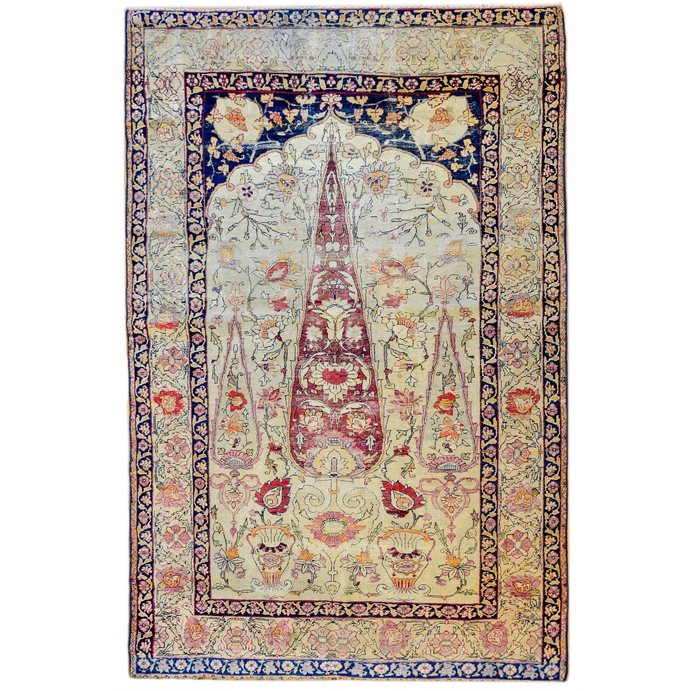 Exceptional Late 19th Century Lavar Kirman Rug For Sale