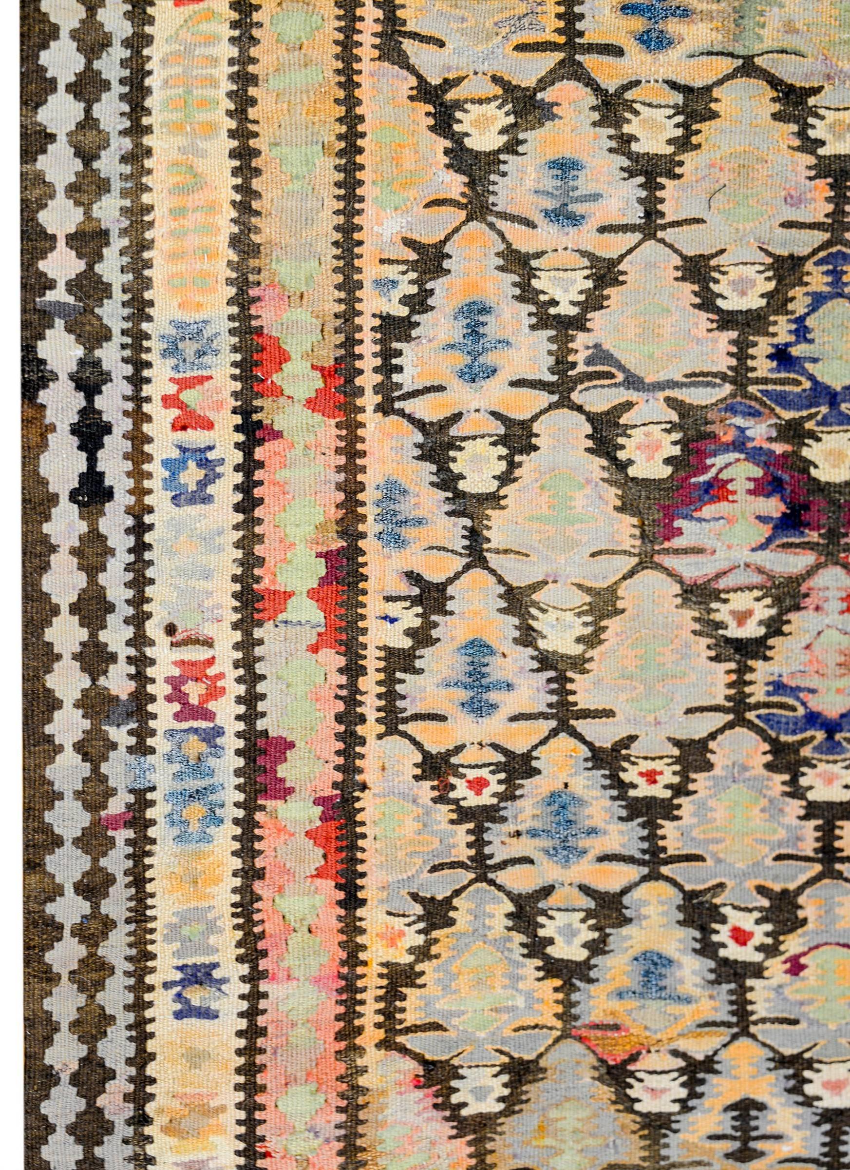 Early 20th Century Qazvin Kilim Runner In Good Condition In Chicago, IL