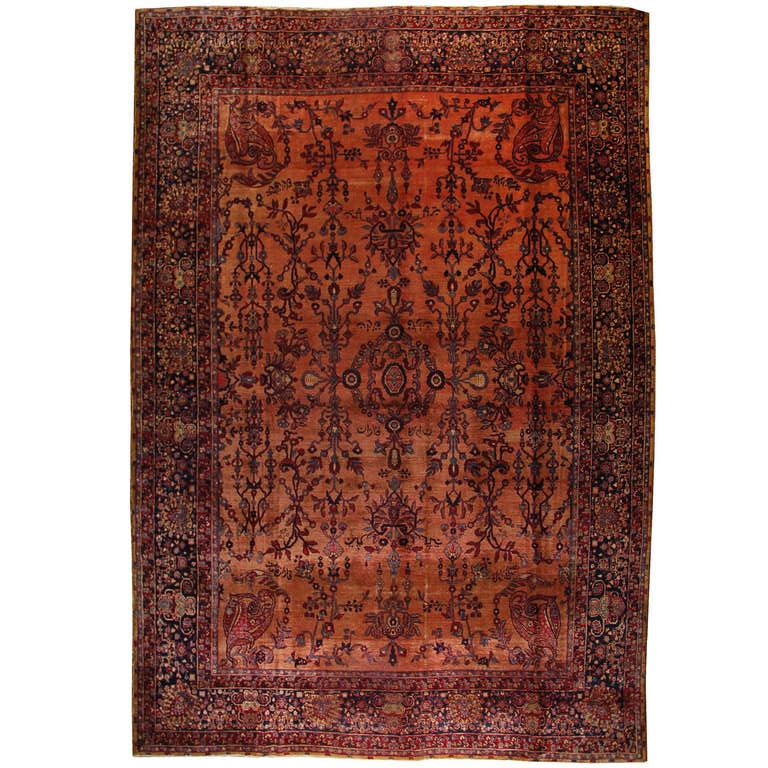 19th Century Persian Lavar Kirman Rug For Sale