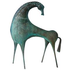 1960s, Verdigris-Bronze Etruscan Horse Sculpture, Style of Boris Lovet-Lorski