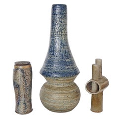 Collection of Three Mid-Century Modern, Studio Art, Stoneware Pieces