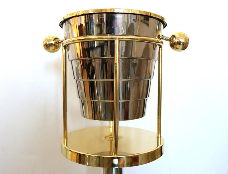Champagne Bucket with Stand, Brass and Silver, Towle, Larry Laslo at 1stDibs