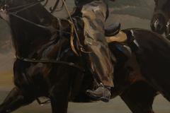 "Polo Players & Ponies", Oil on Panel by American Artist Jack Martin Smith