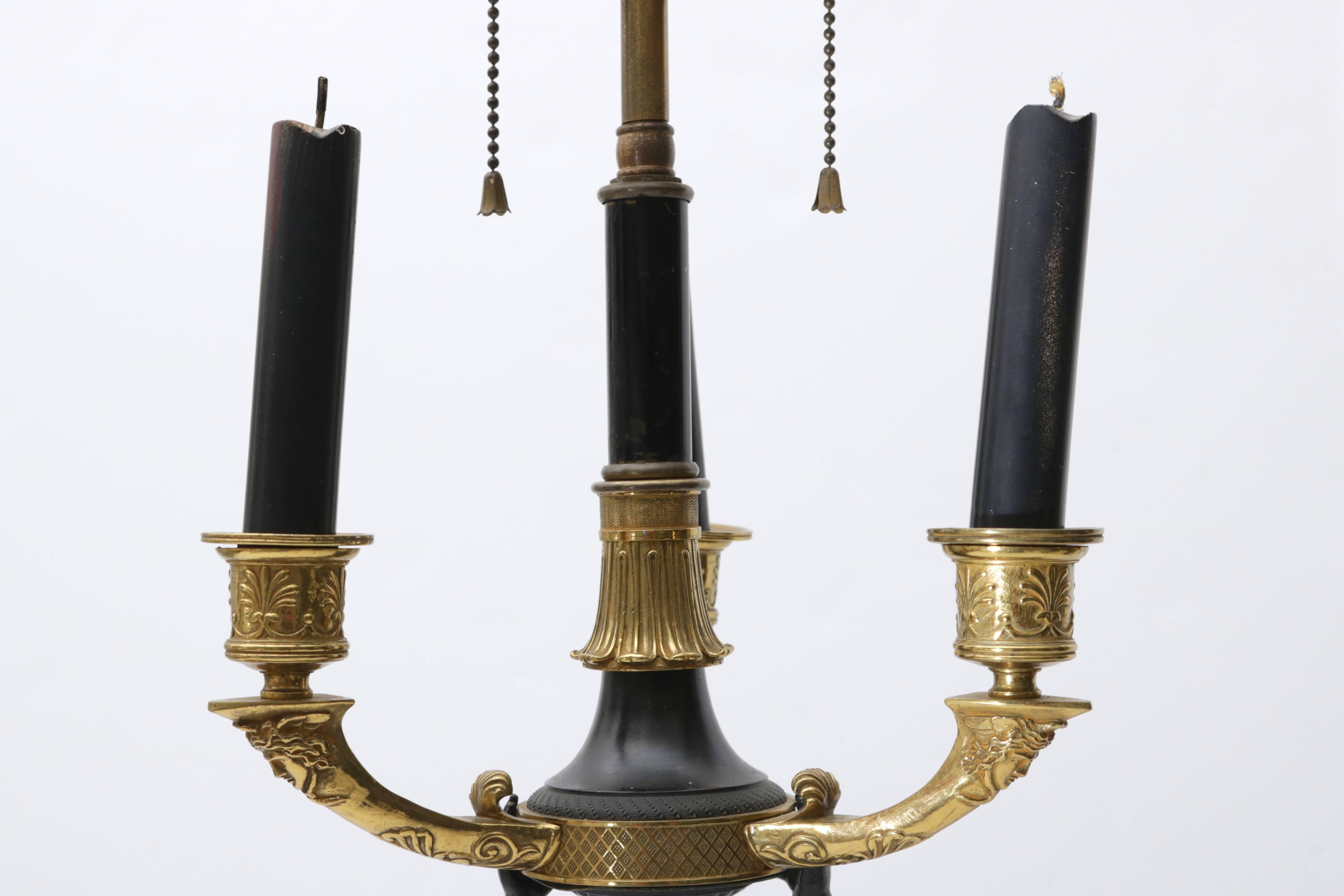 19th Century French Empire Candelabra Table Lamp 2