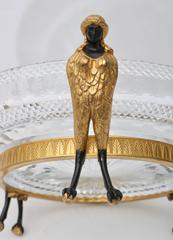 Viennese Empire Revival Bronze Dore and Cut Crystal Dish