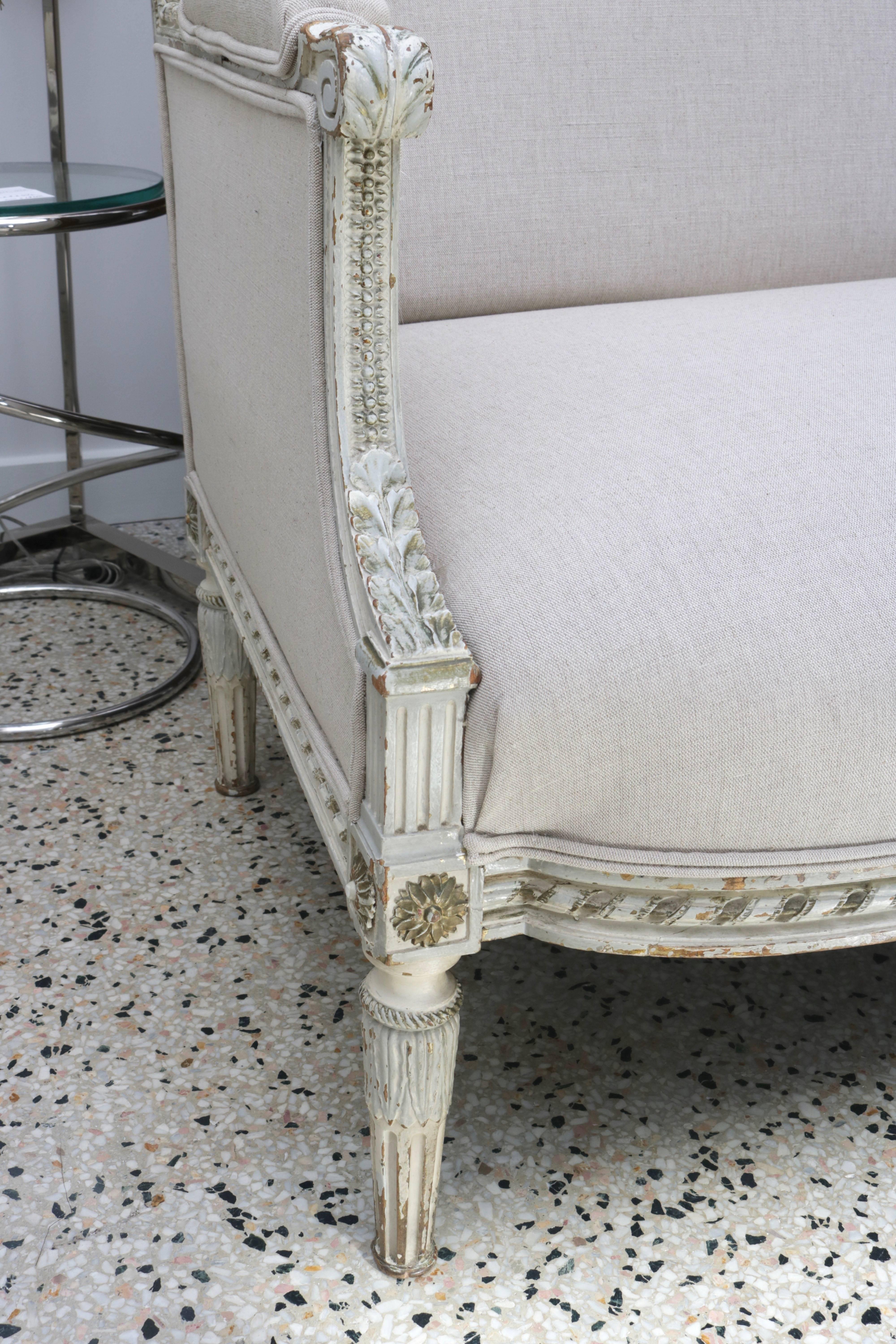 20th Century French, Louis XVI Style, Painted Salon Settee, circa 1900