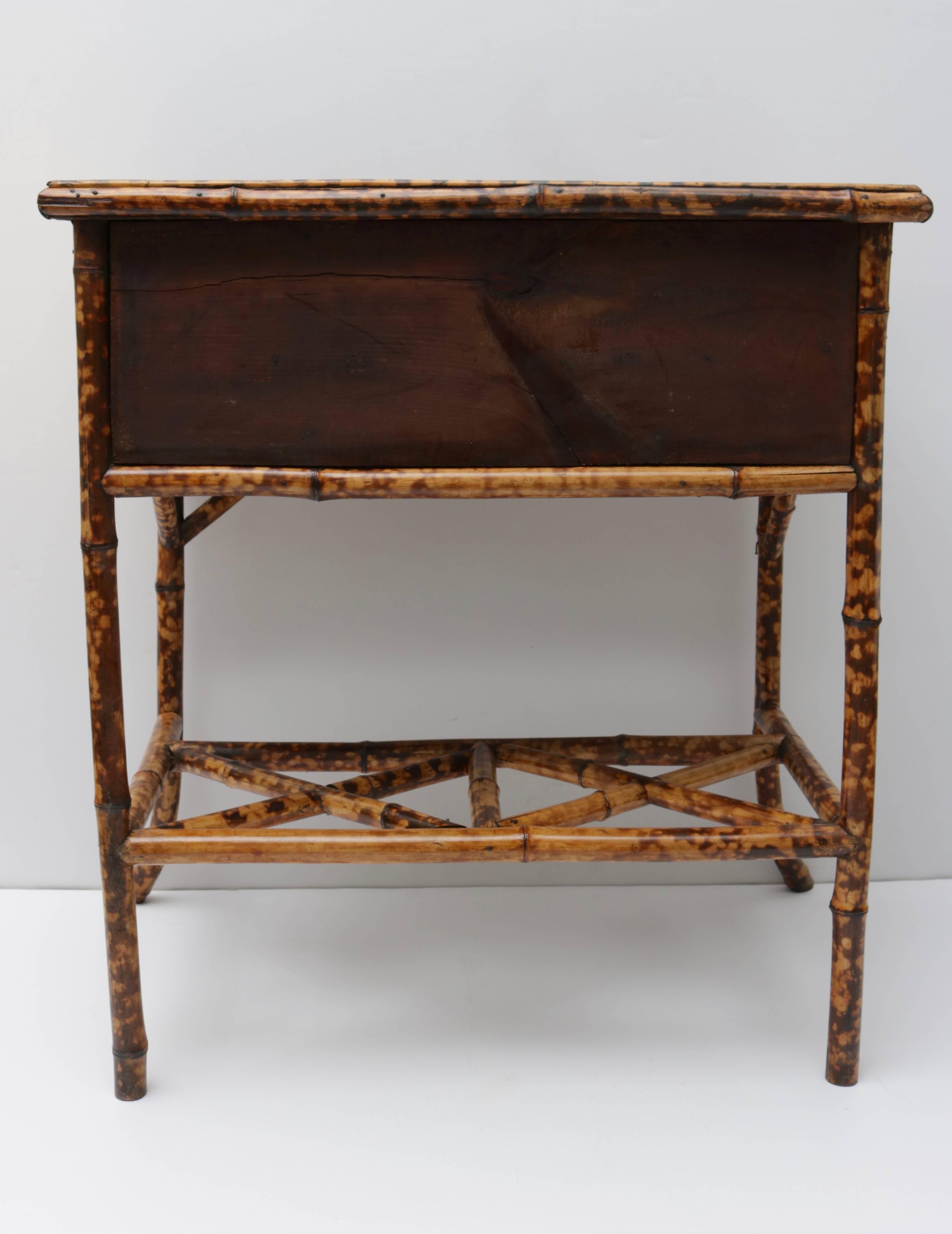 19th Century English Tortoise Bamboo, Lacquer and Leather Desk 5