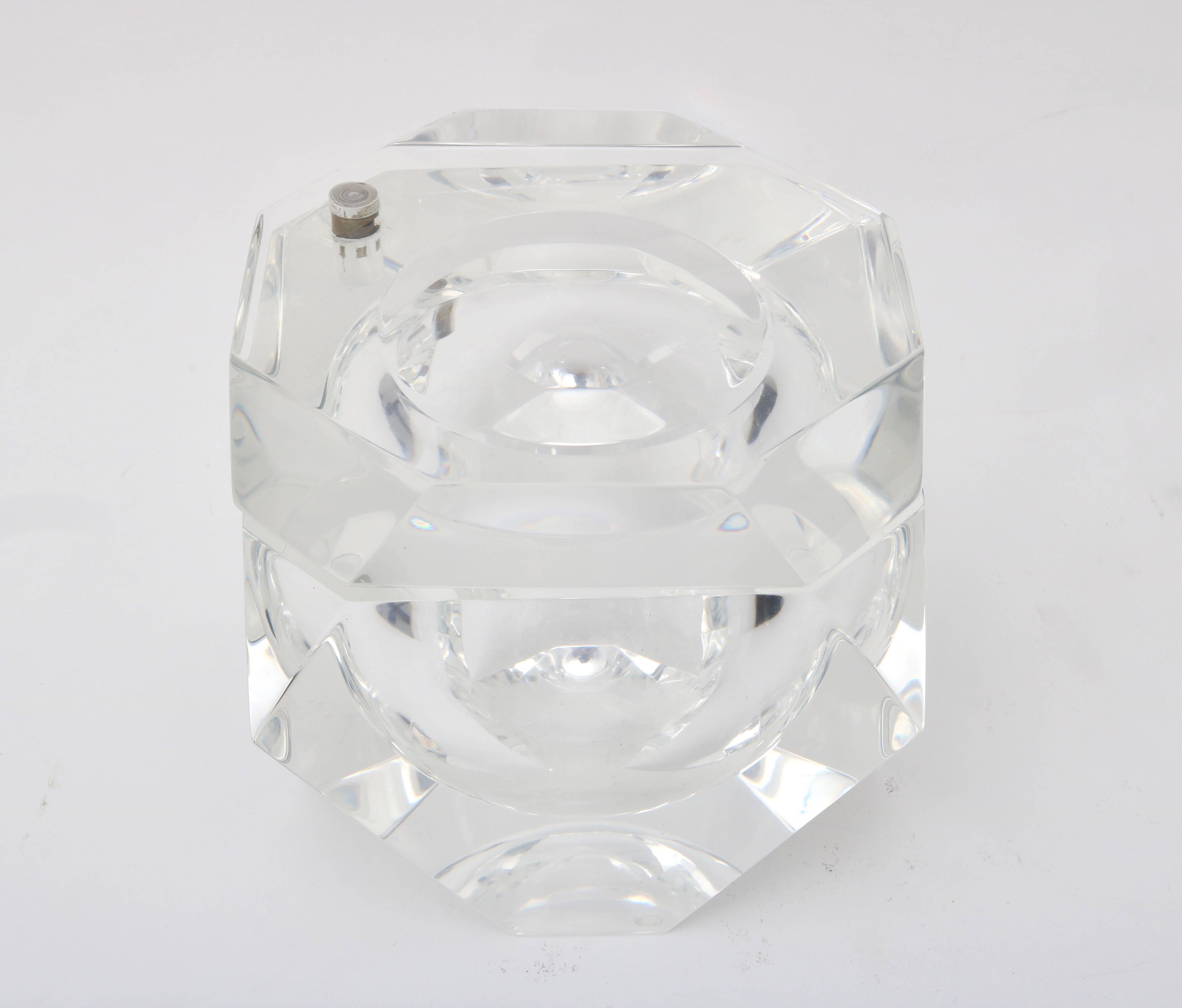 Modern Alessandro Albrizzi Lucite Ice Bucket in Clear Lucite