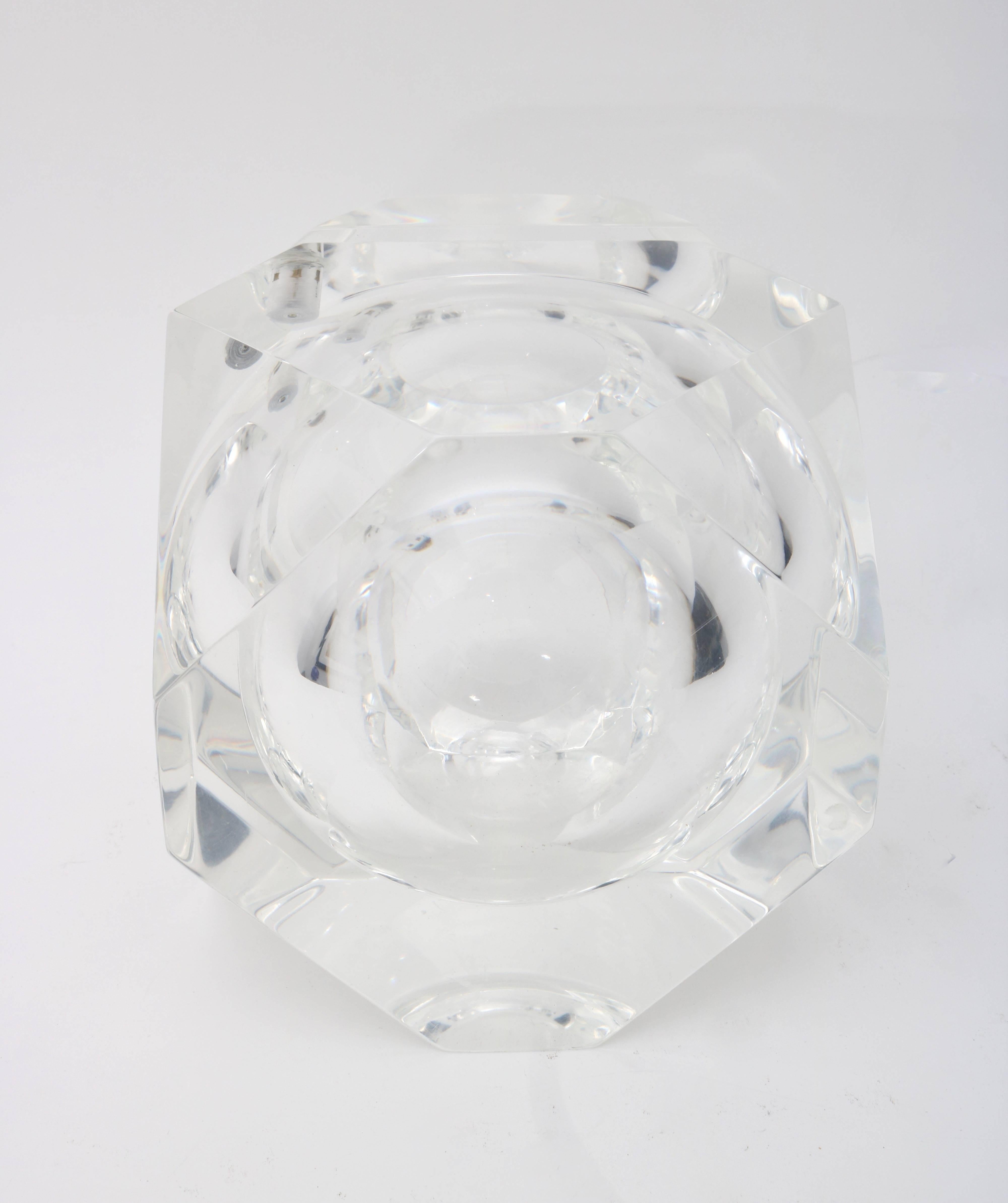 Acrylic Alessandro Albrizzi Lucite Ice Bucket in Clear Lucite