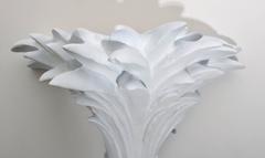 Pair of Dorothy Draper Style Plaster Palm Tree Form Wall Mount Torchere Lamps