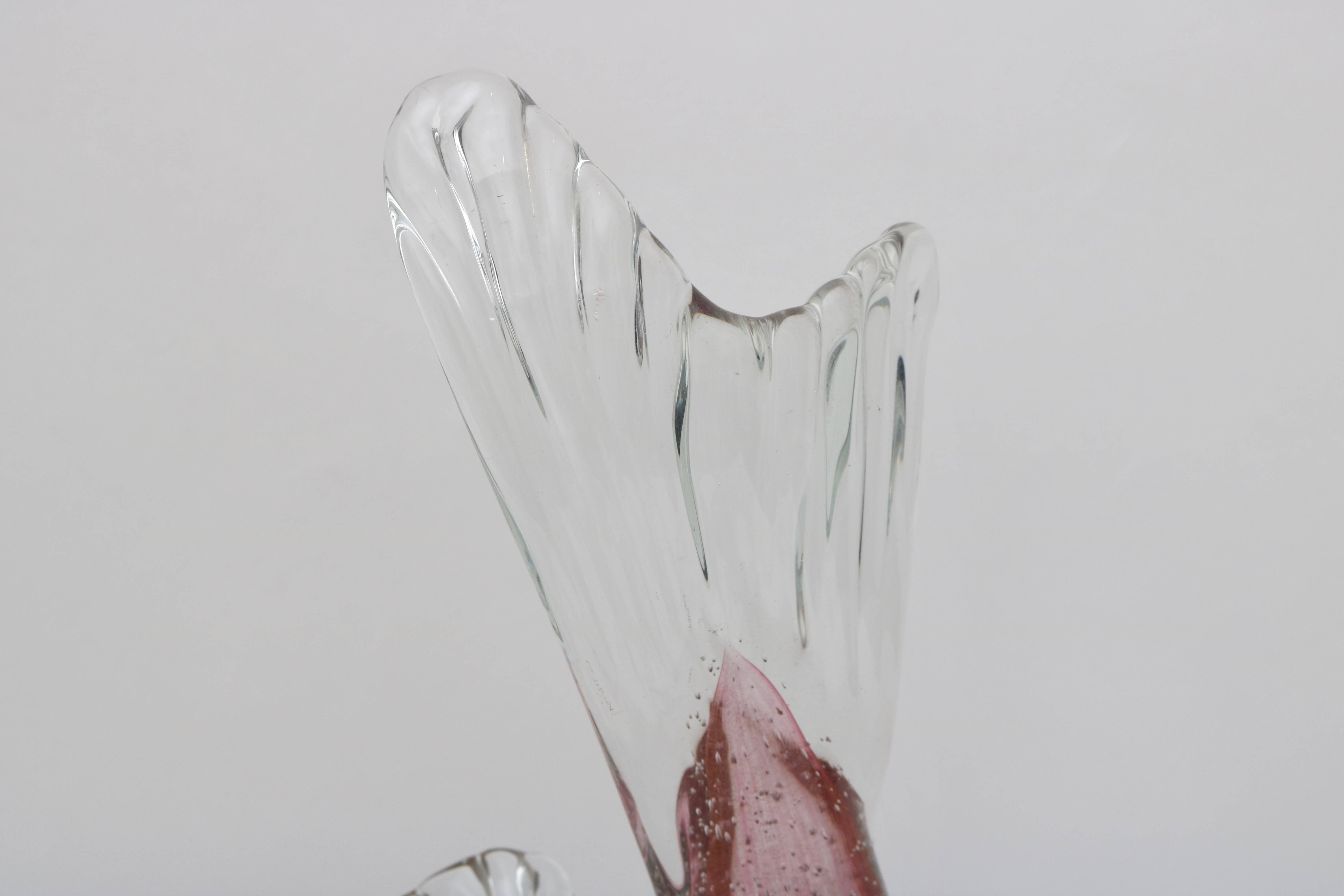 Italian Barovier et Toso Murano Glass Double Fish Form Sculpture