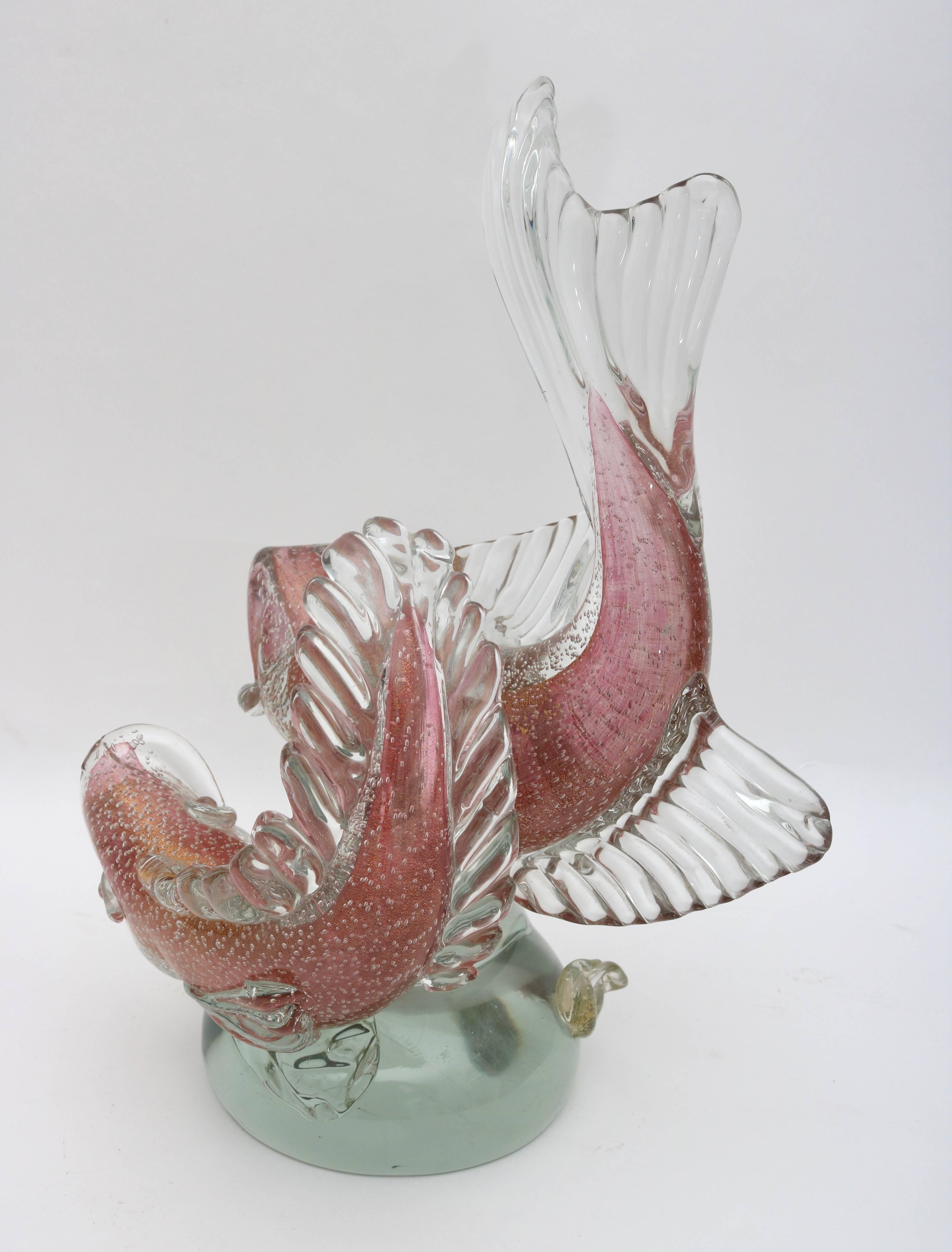 Barovier et Toso Murano Glass Double Fish Form Sculpture 2
