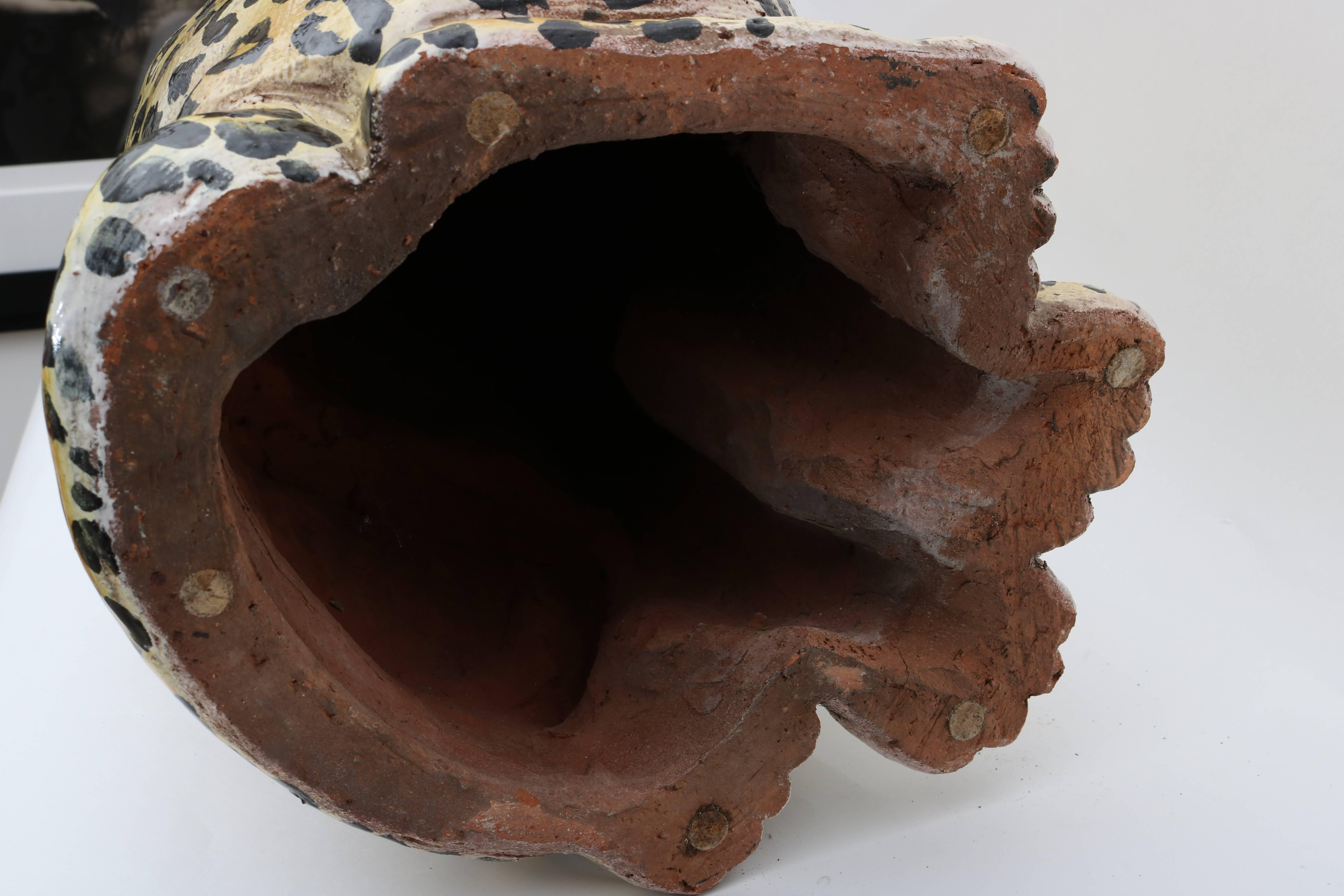 Italian Glazed Terracotta Life-Size Leopard Figure 3