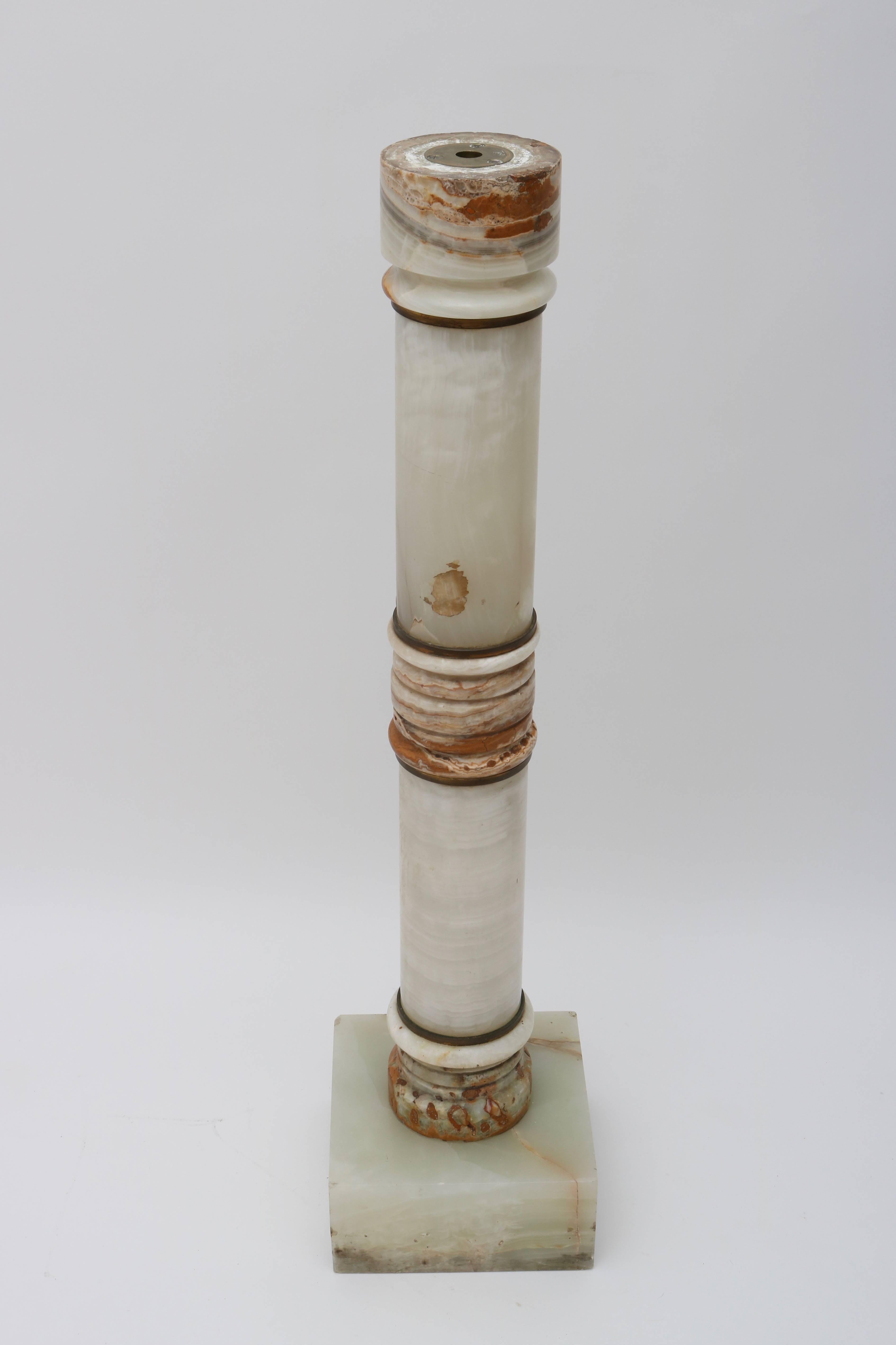 Neoclassical Revival Style Onyx and Bronze Pedestal 2