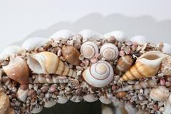 Tony Douquette Style Sea Shell Encrusted Oval Mirror