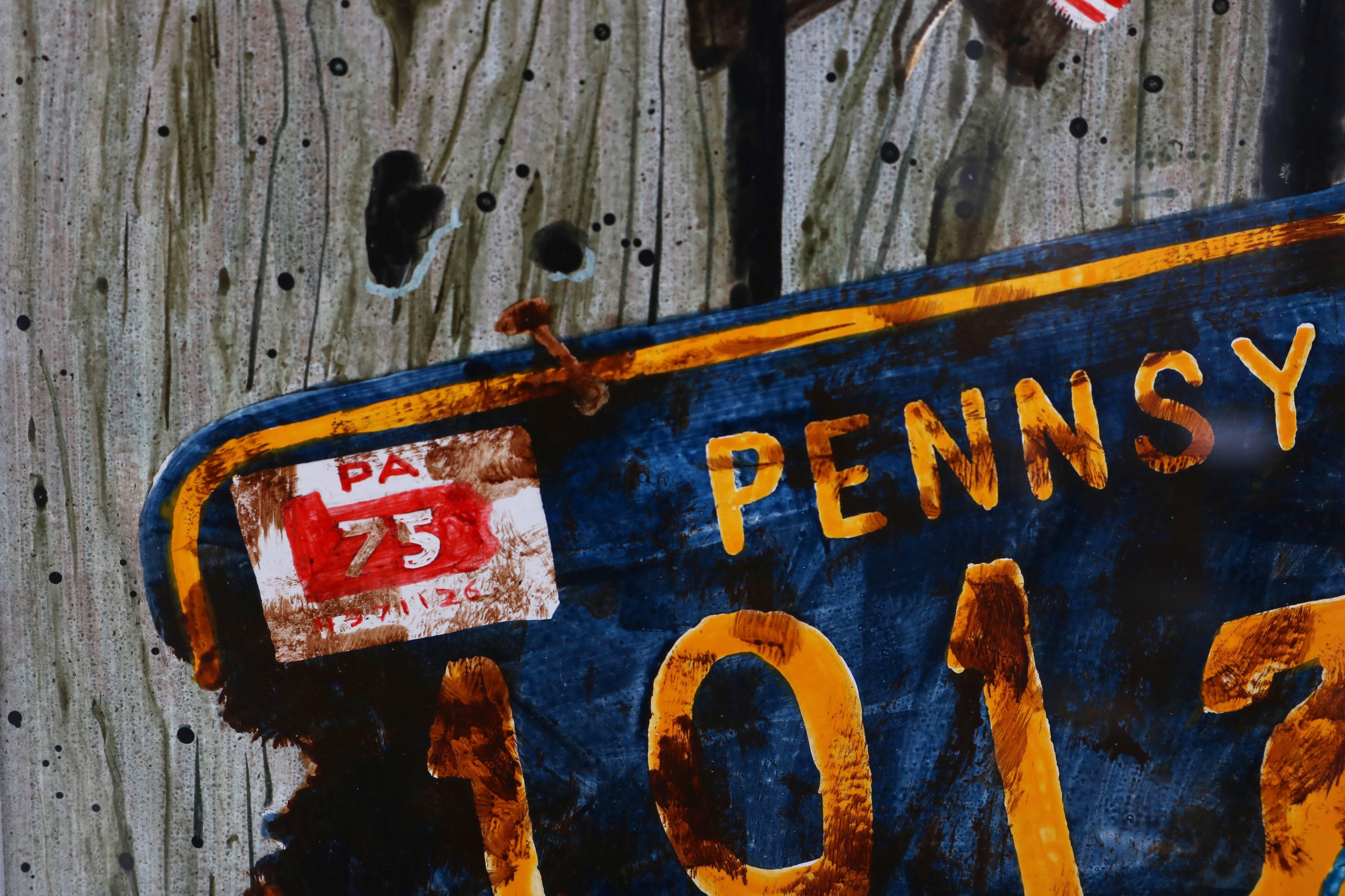 This piece was recently acquired from a Palm Beach estate and definitely captures American nostalgia with its Classic worn license plate. Dembroksy is known for his ability to capture realism with a photo-like quality.

Note: Image dimensions are