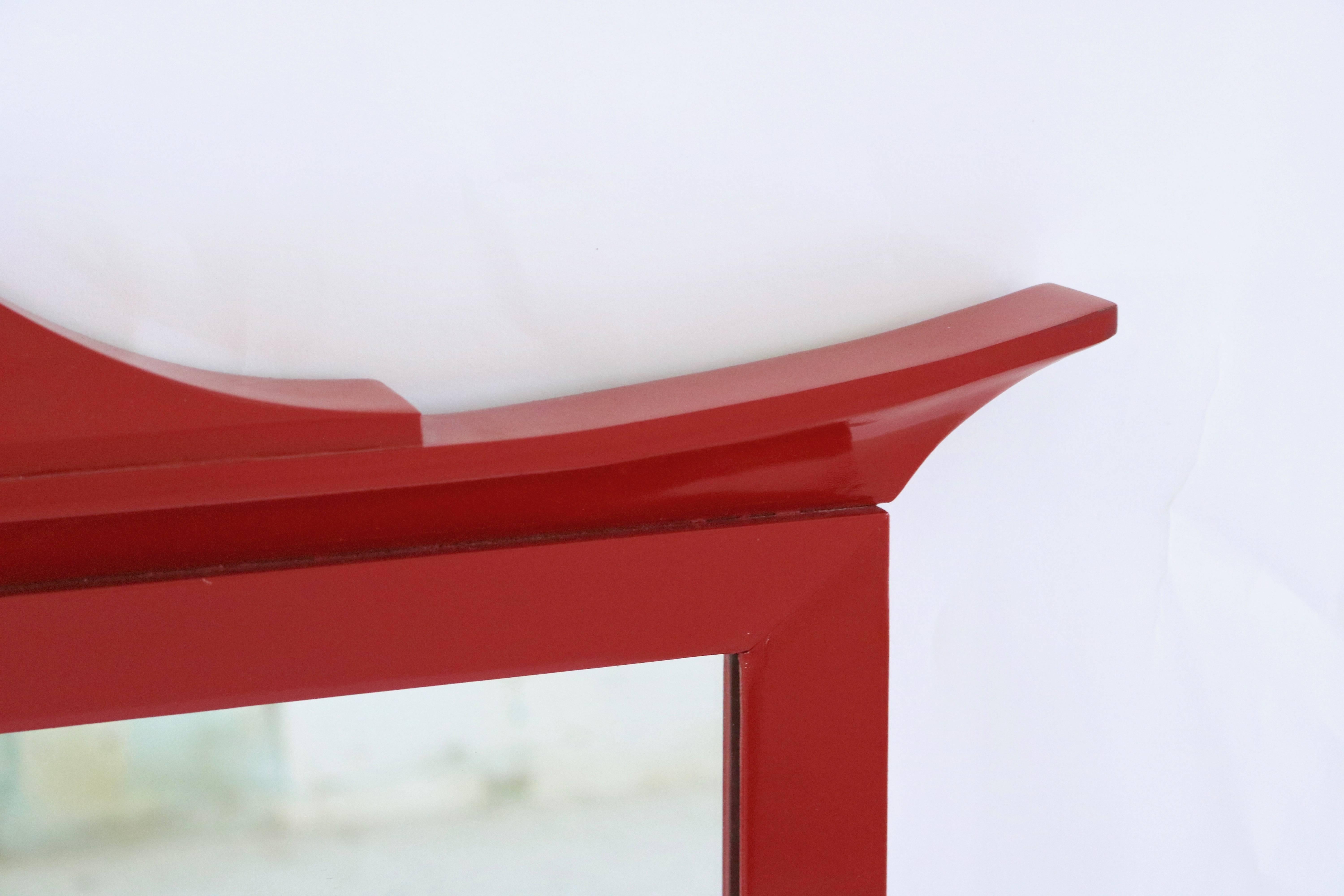 American Tony Duquette Style, Hollywood Regency, Red Pagoda Mirror