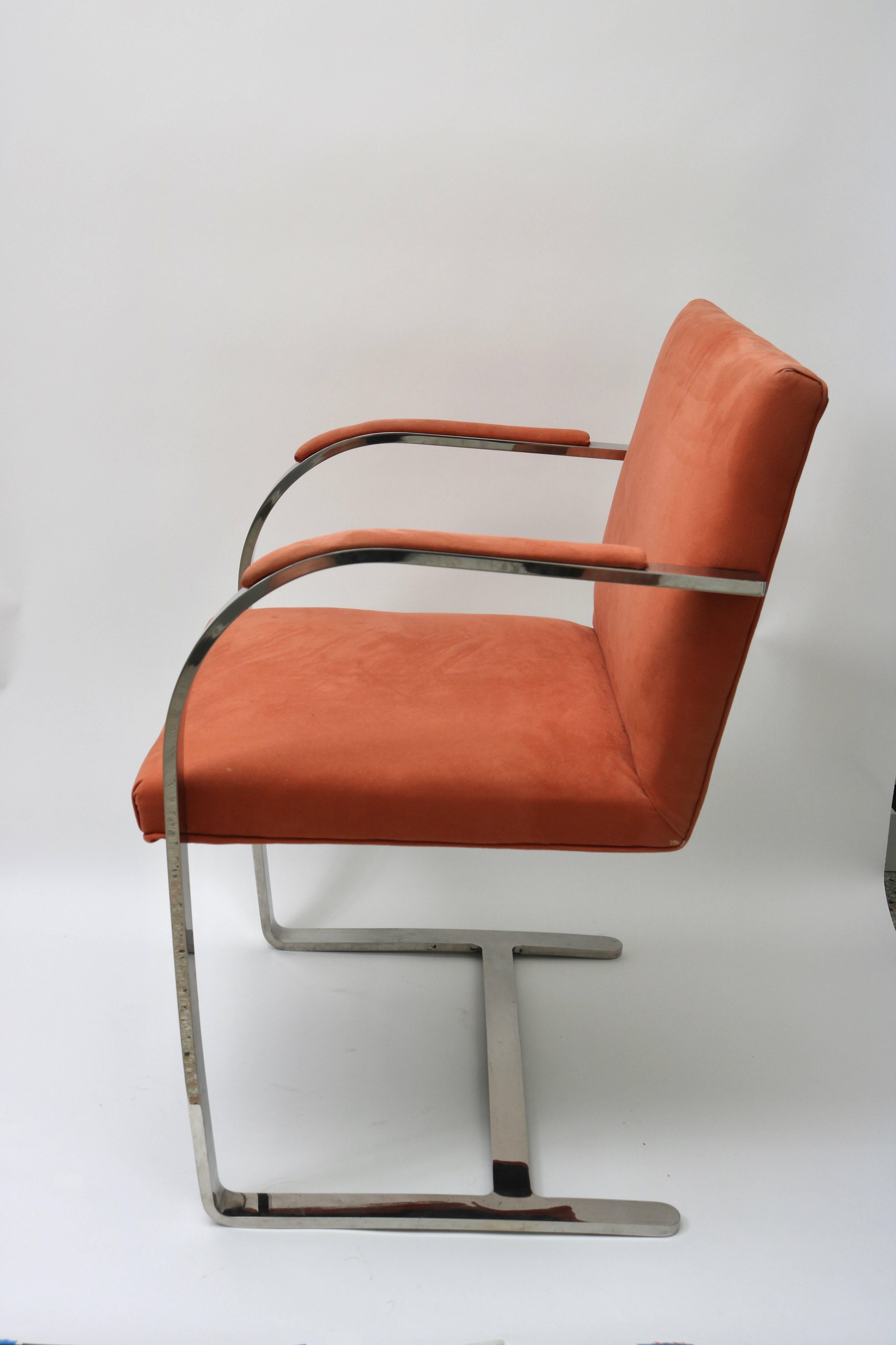 Modern Set of Six Polished Steel Brno Arm Chairs by Brueton