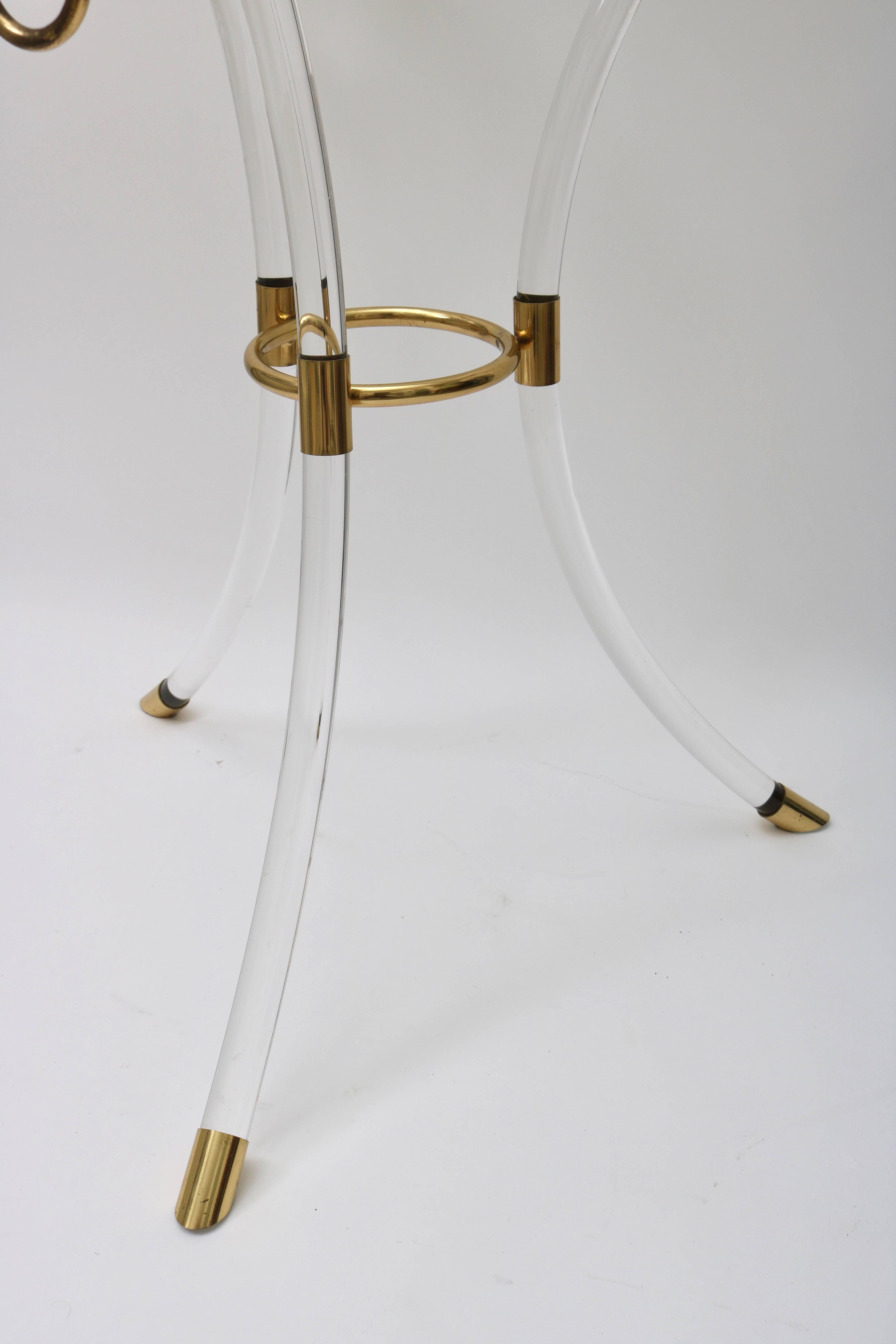 20th Century  Charles Hollis Jones Lucite and Brass Gueridon Table