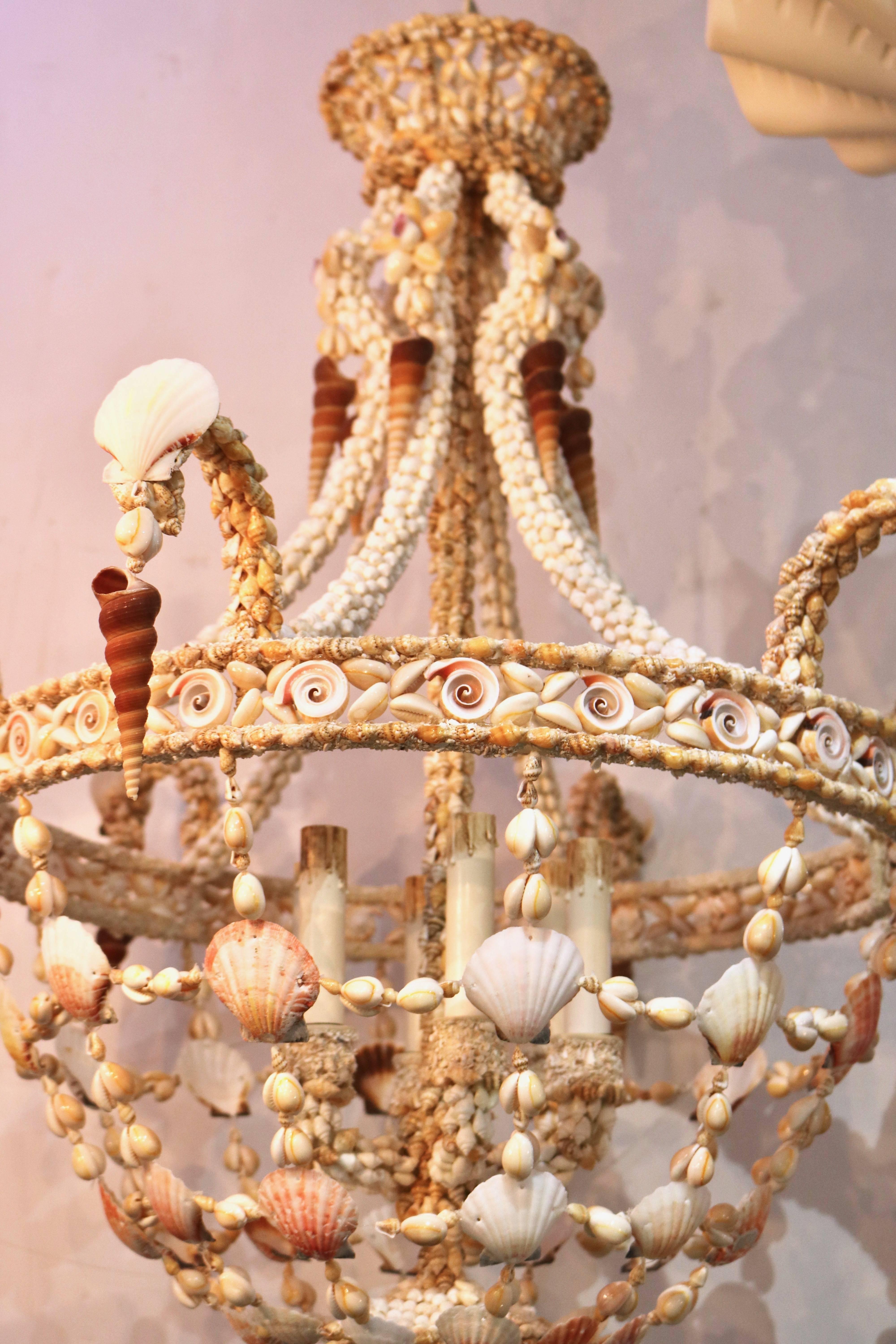 Late 20th Century Seashell Encrusted Chandelier