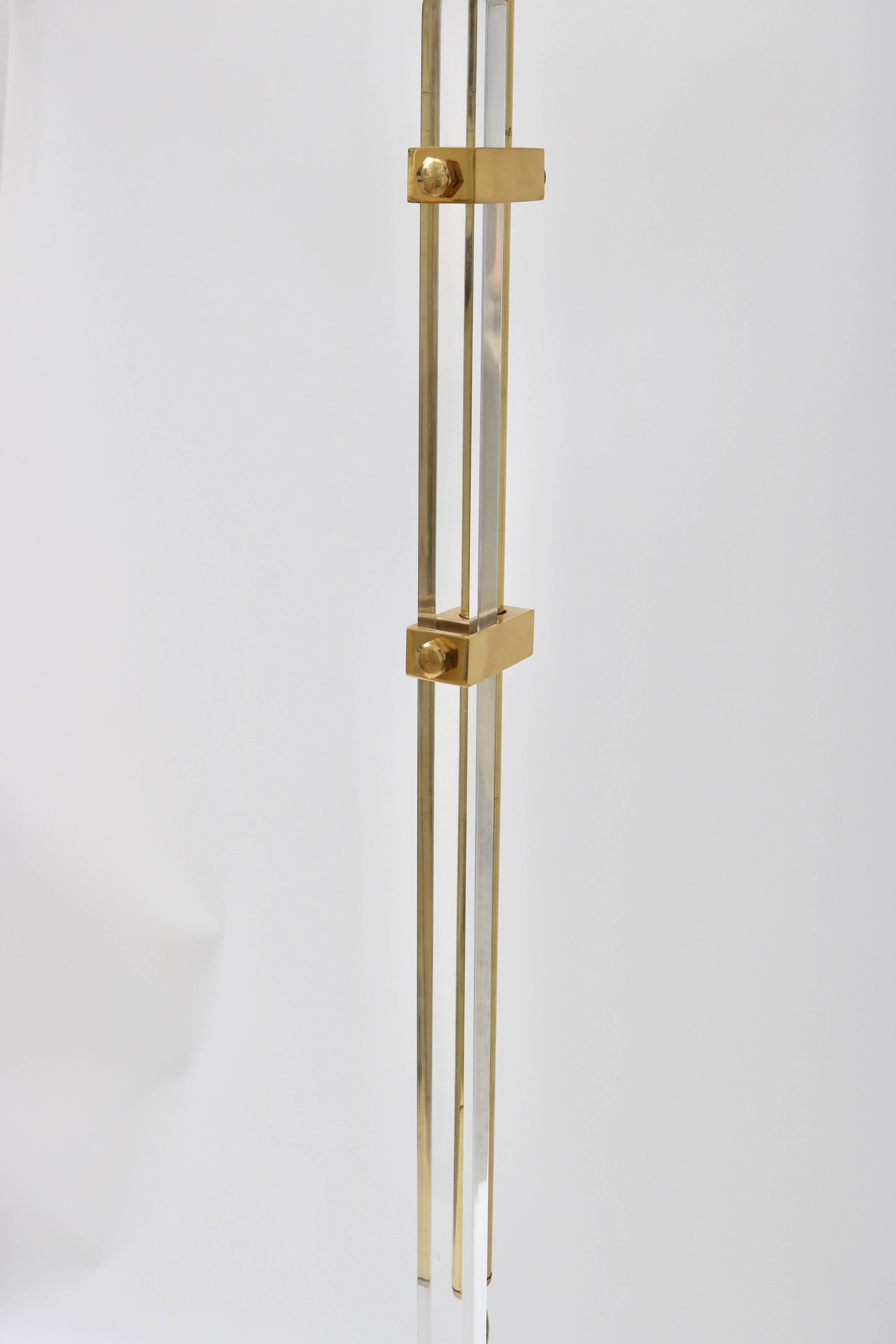  Adjustable Floor Lamp in Polished Brass and Lucite 2