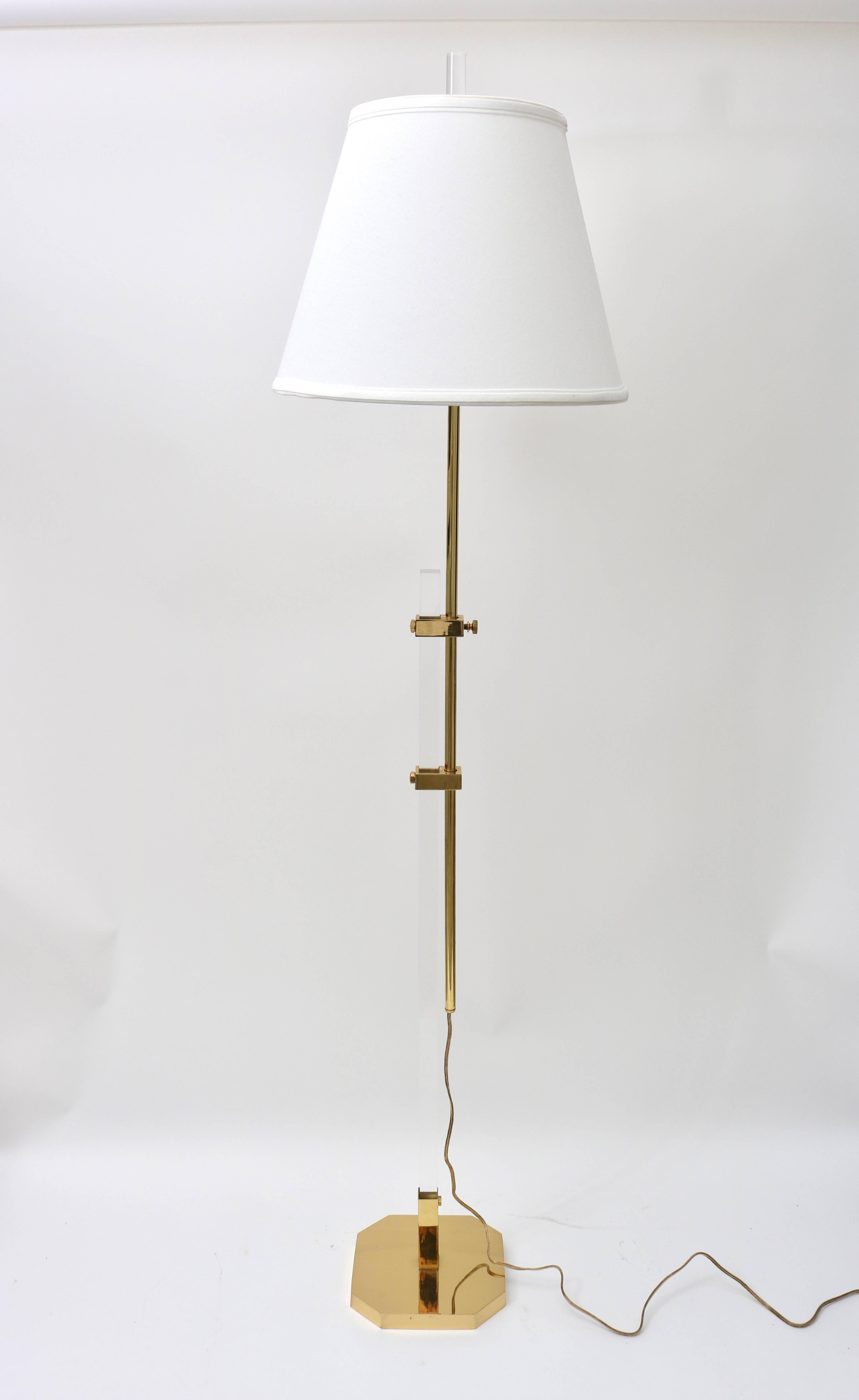  Adjustable Floor Lamp in Polished Brass and Lucite 1