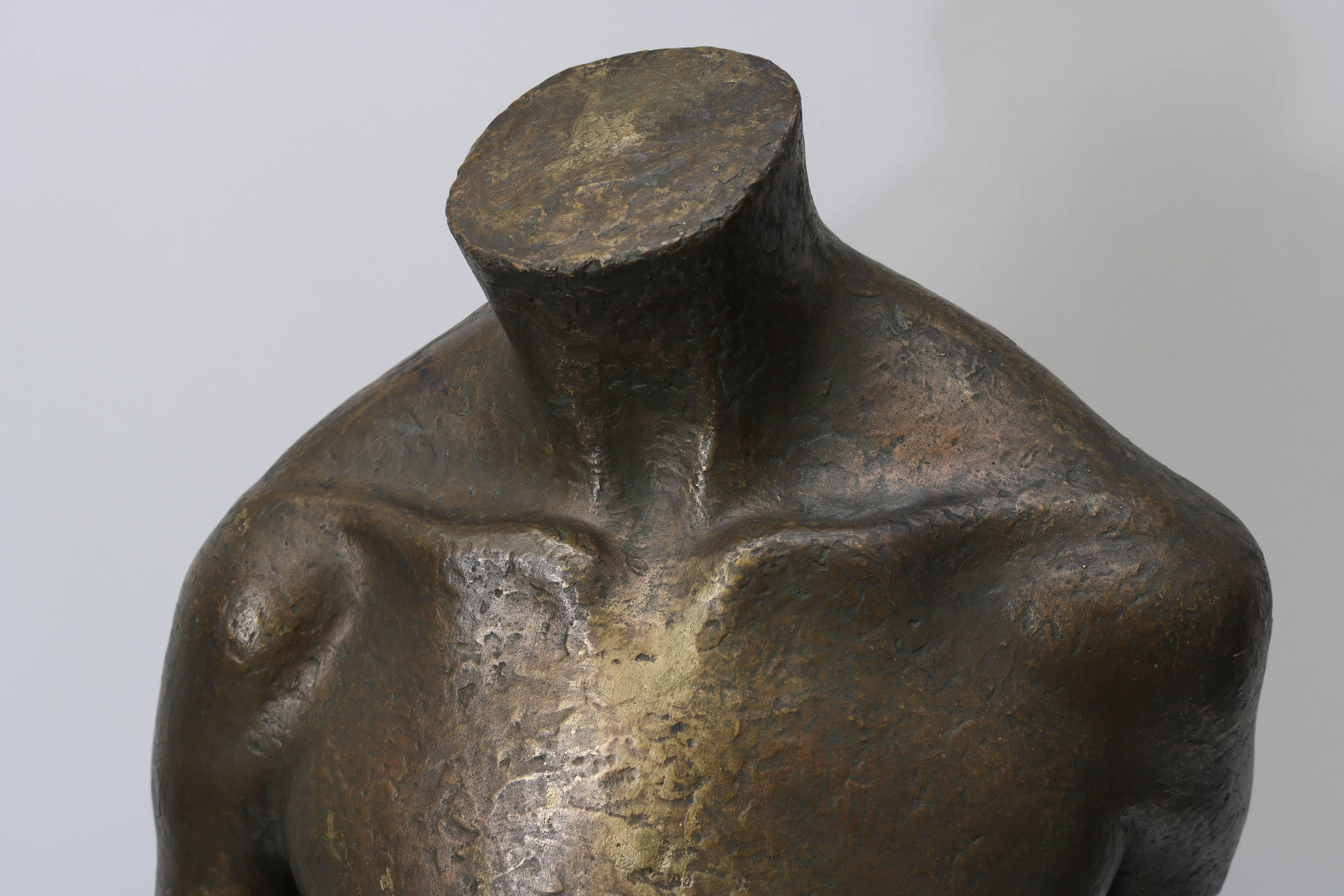 This Mid-Century Modern bronze sculpture of a female torso was created by the American sculptor Lewis Iselin and was recently acquired from a Palm Beach estate. 

For best net trade price or additional questions regarding this item, please click