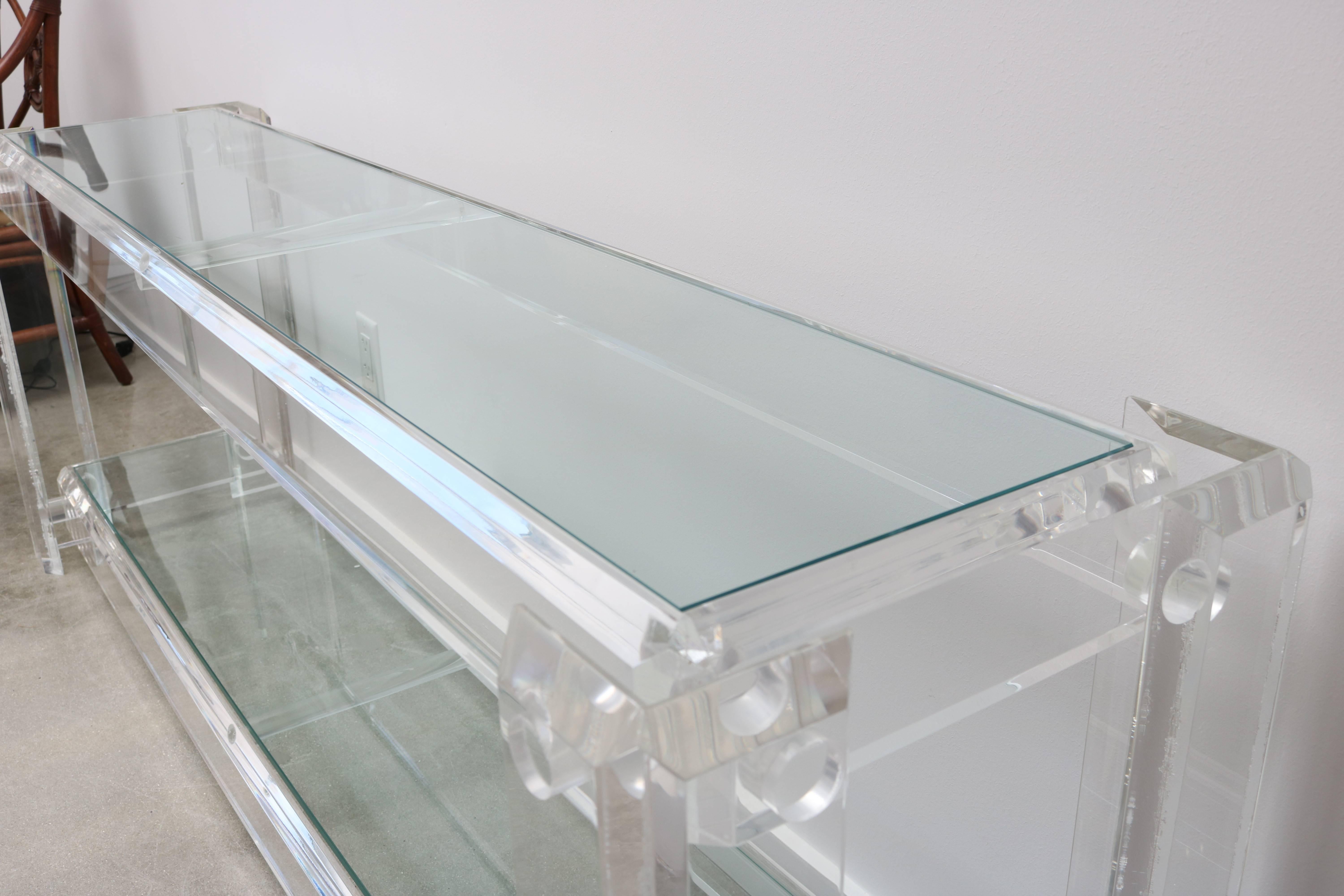 Mid-Century Modern  Lucite and Glass Console Table, Attributed to Charles Hollis Jones