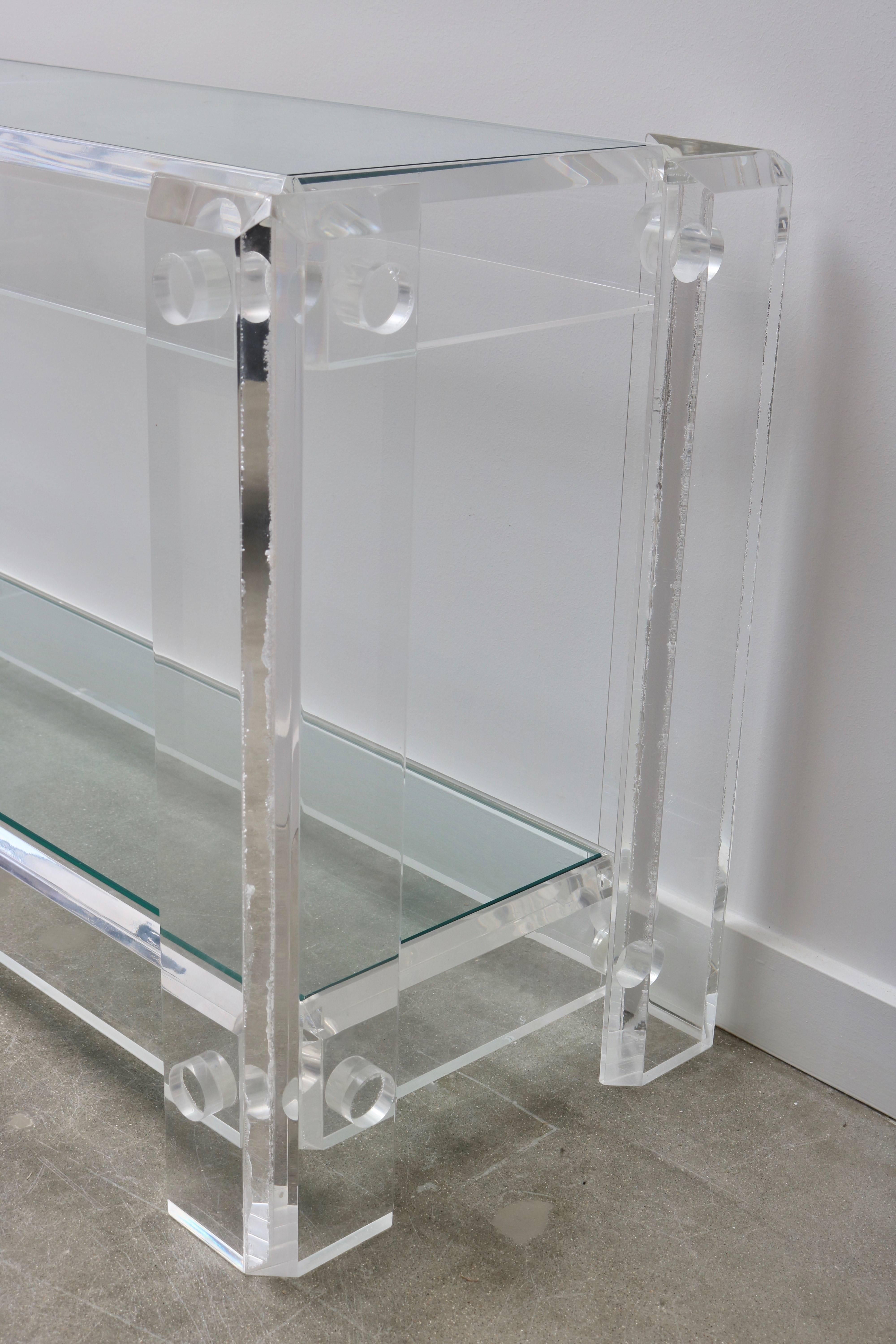 American  Lucite and Glass Console Table, Attributed to Charles Hollis Jones