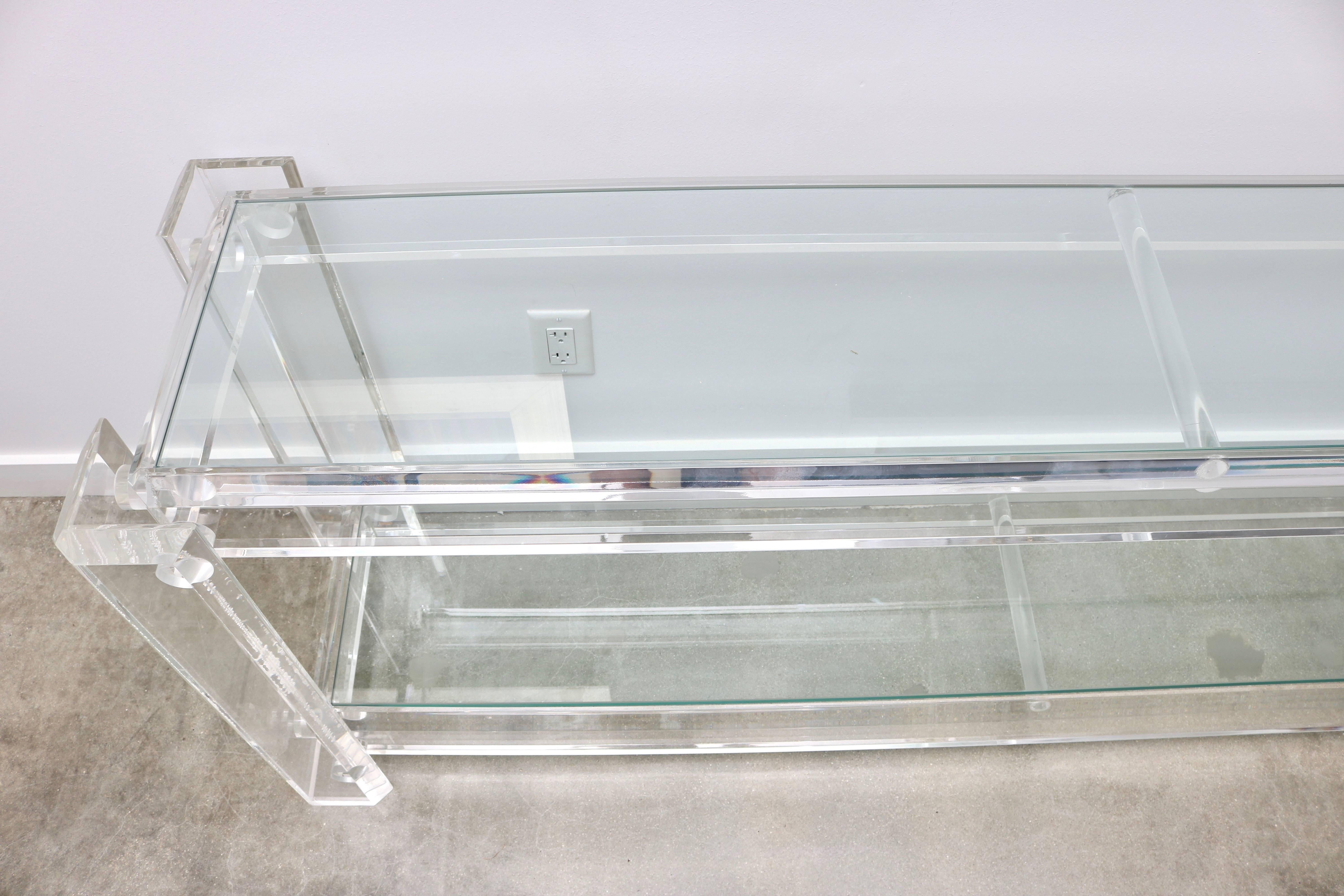  Lucite and Glass Console Table, Attributed to Charles Hollis Jones 1