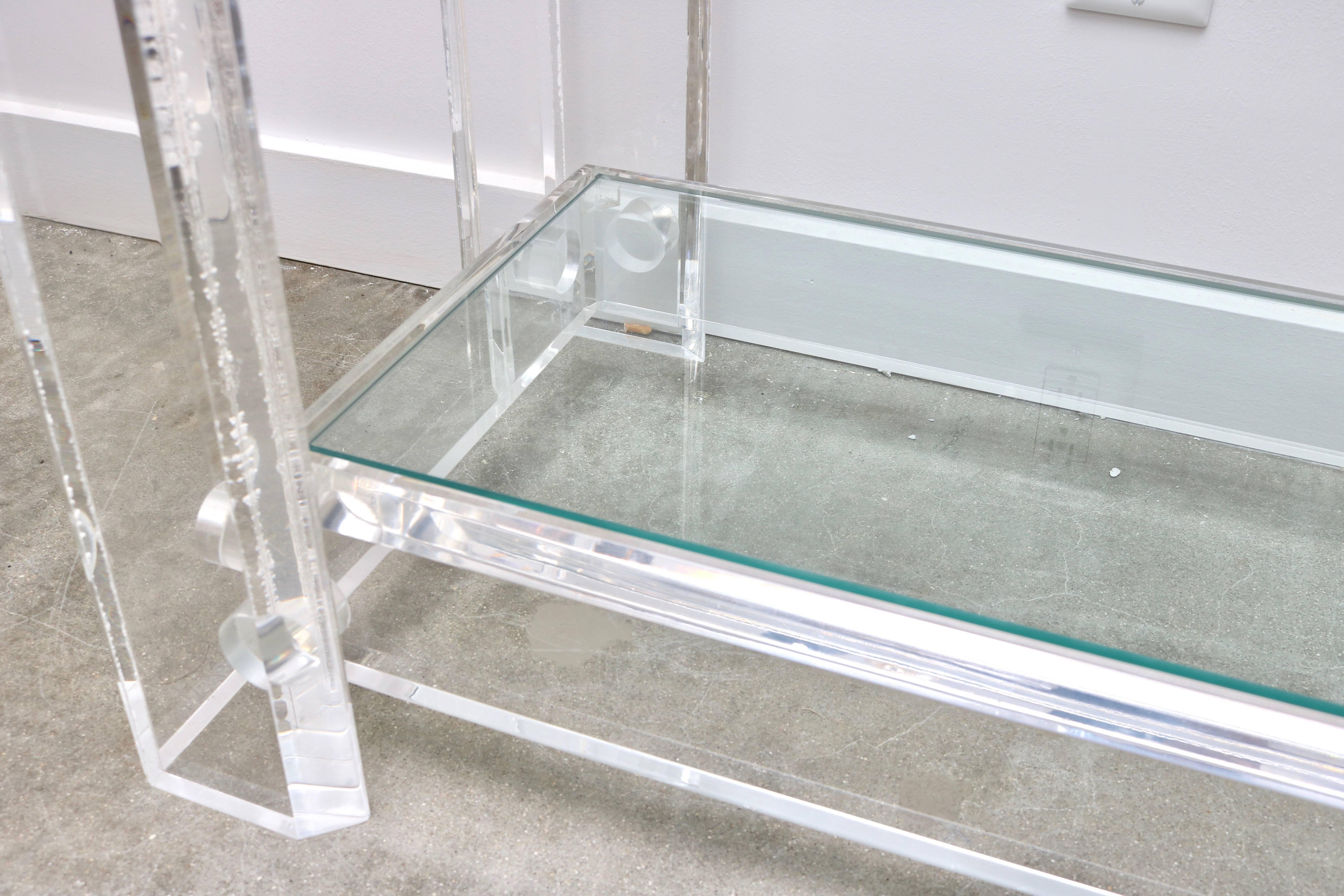  Lucite and Glass Console Table, Attributed to Charles Hollis Jones 2