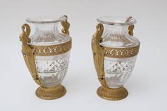 French Empire Style Bronze and Crystal Vases