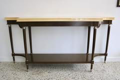 Lucien Rollen Goatskin Lacquered Console and Mirror