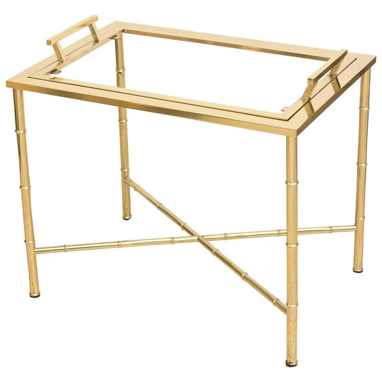 Polished Brass Faux Bamboo Tray Table