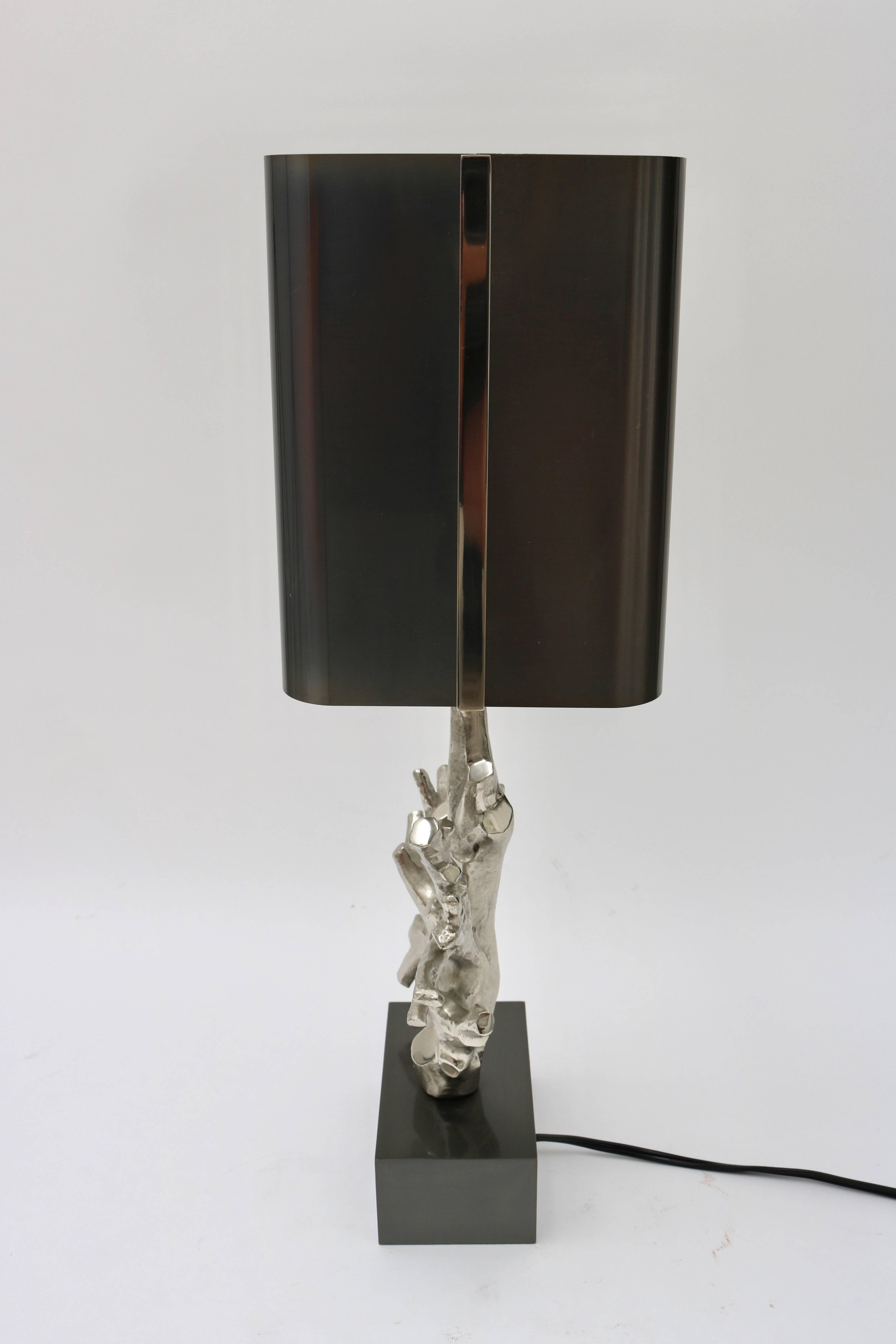 Pair of Coral-Form Table Lamps in Silver and Gunmetal Coloration 1