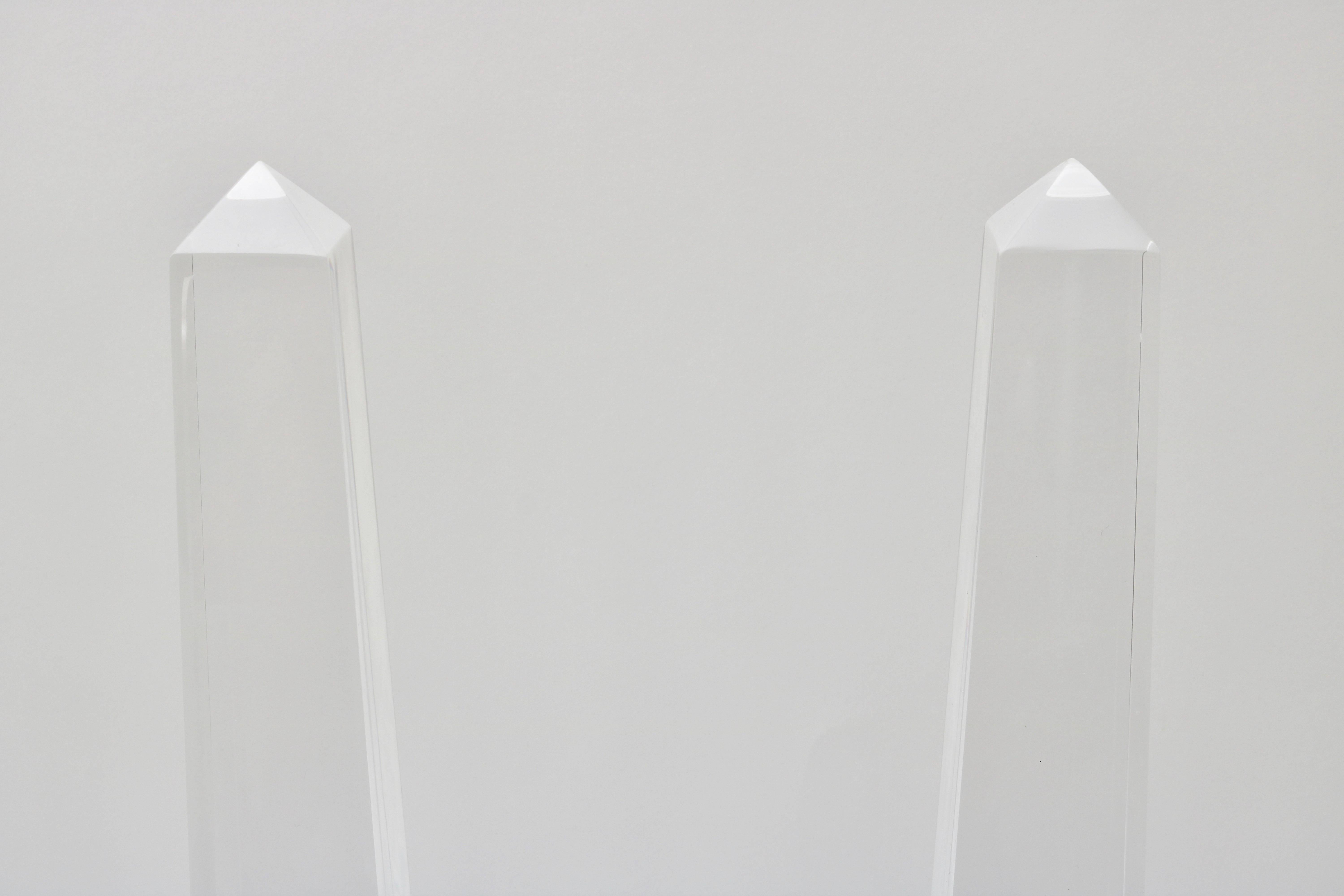 Acrylic Pair of Large Scale Lucite Obelisk, Circa 1970s
