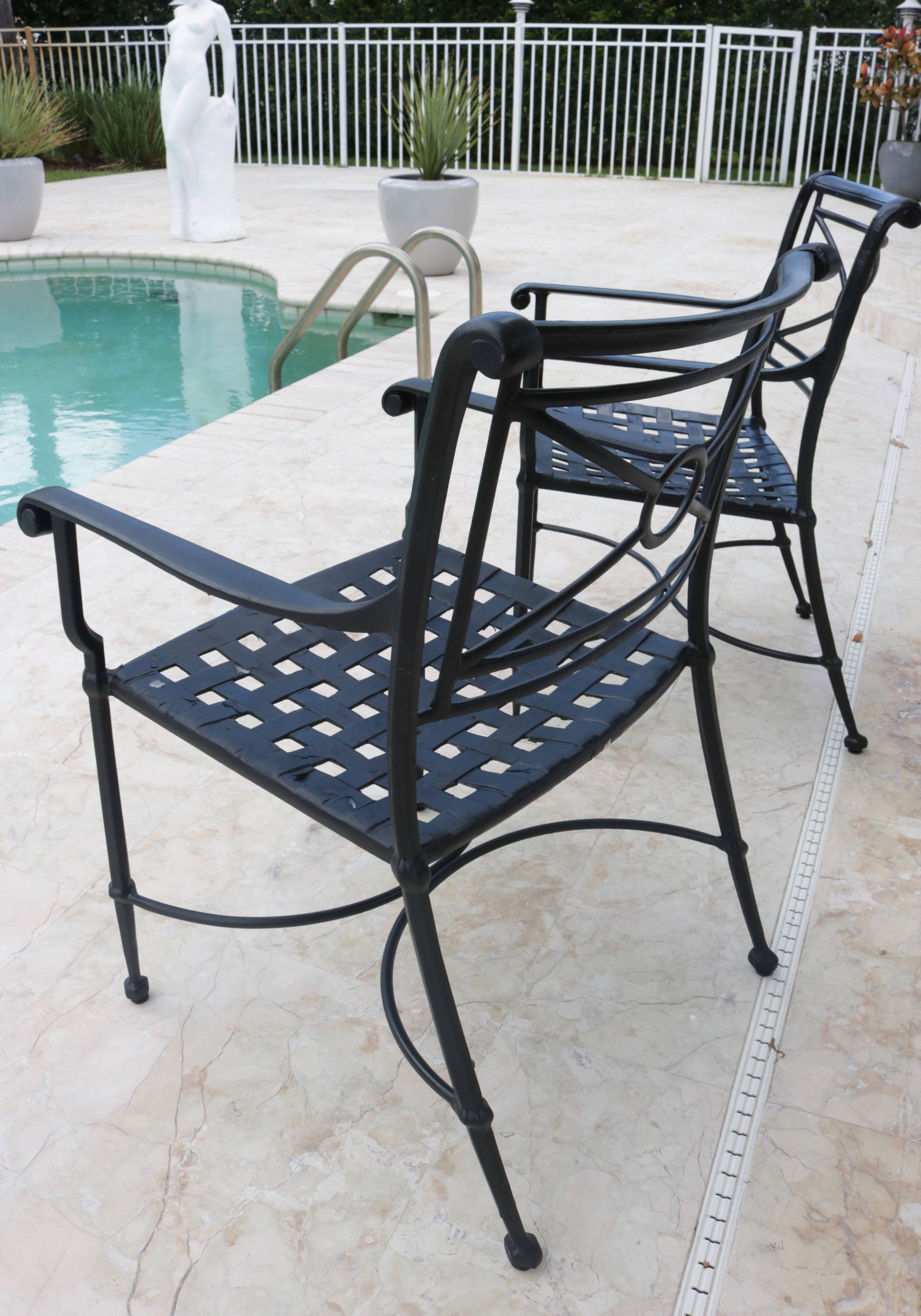 Painted Pair of Patio Armchairs in Black