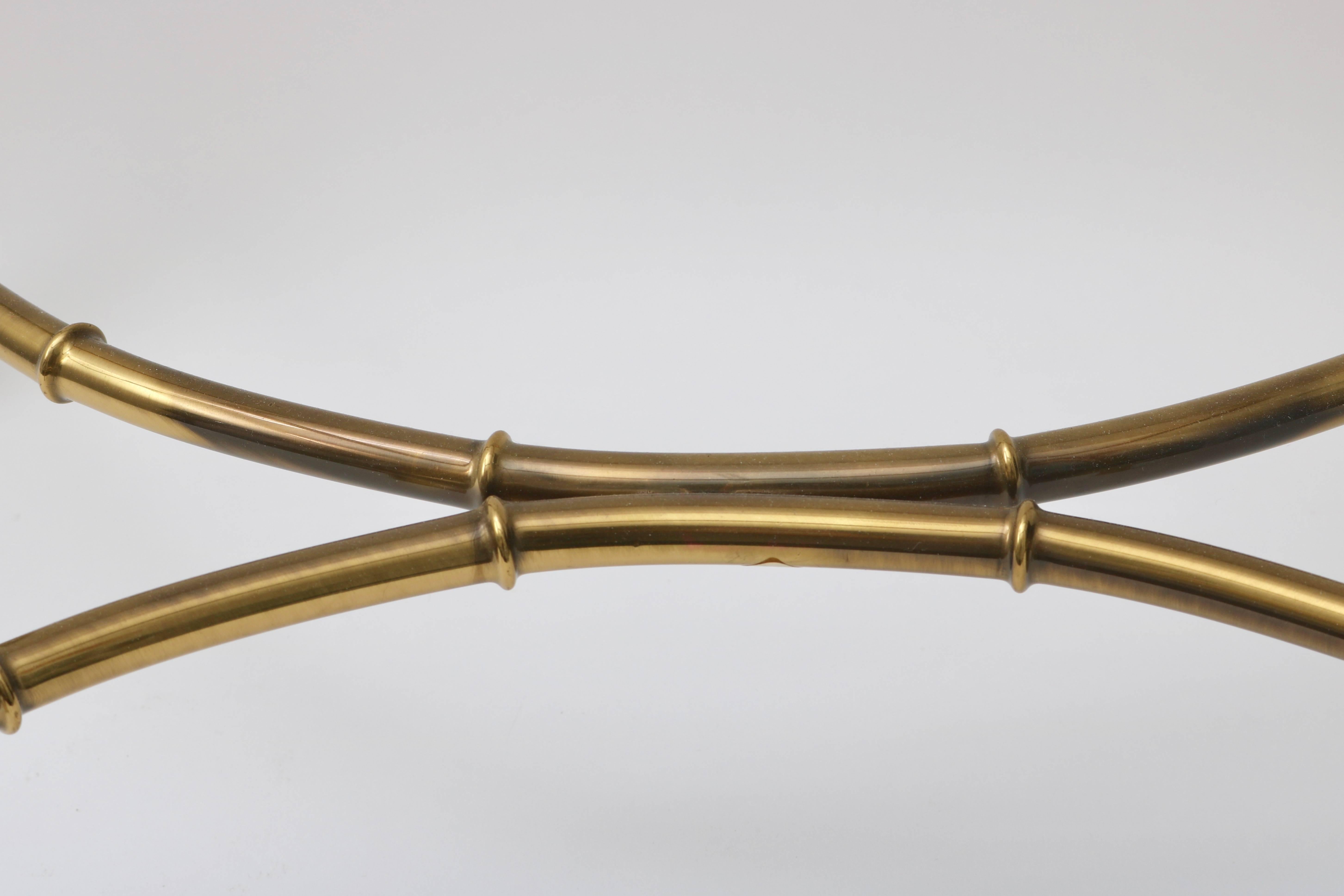 Patinated Faux Bamboo Tray Table in Antique Brass