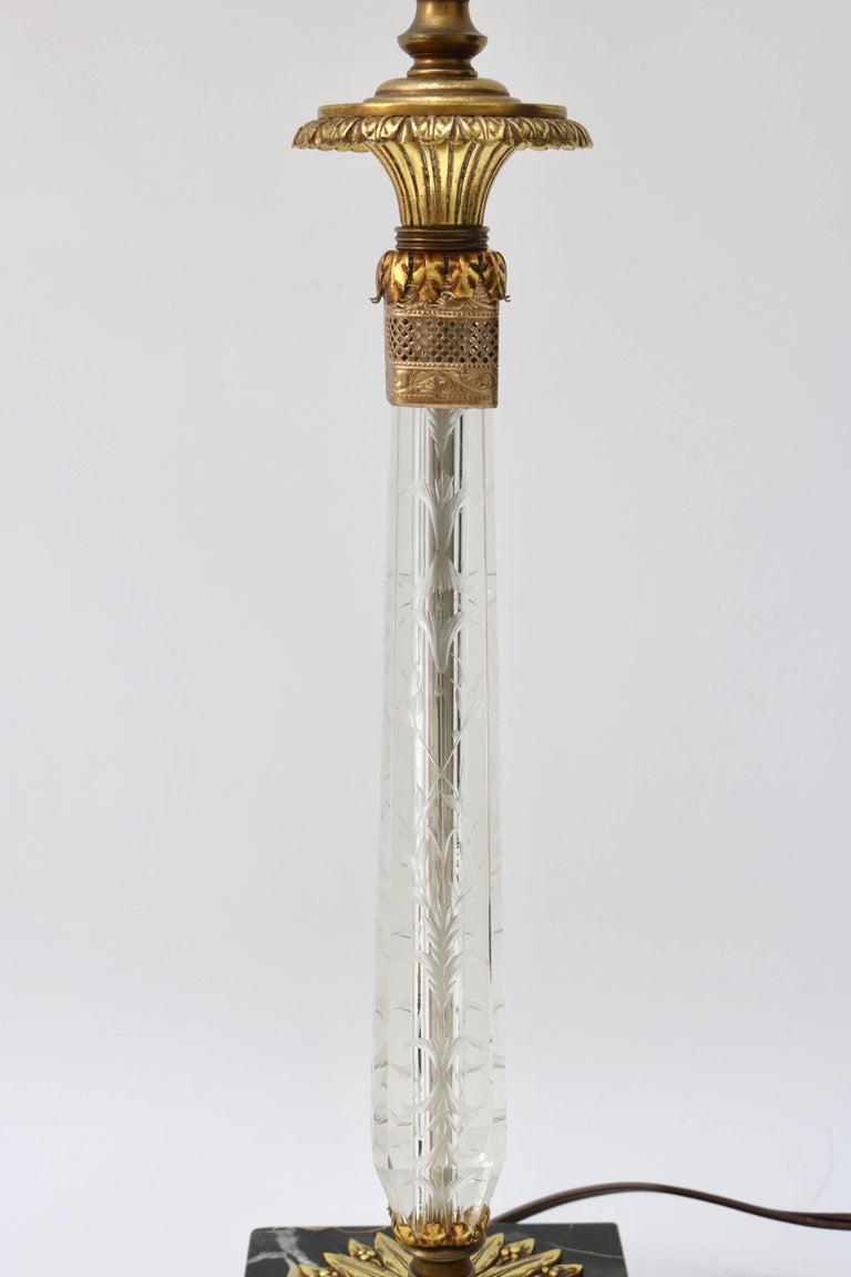 Pair of Vanity Table Lamps in Crystal, Bronze and Marble at 1stDibs