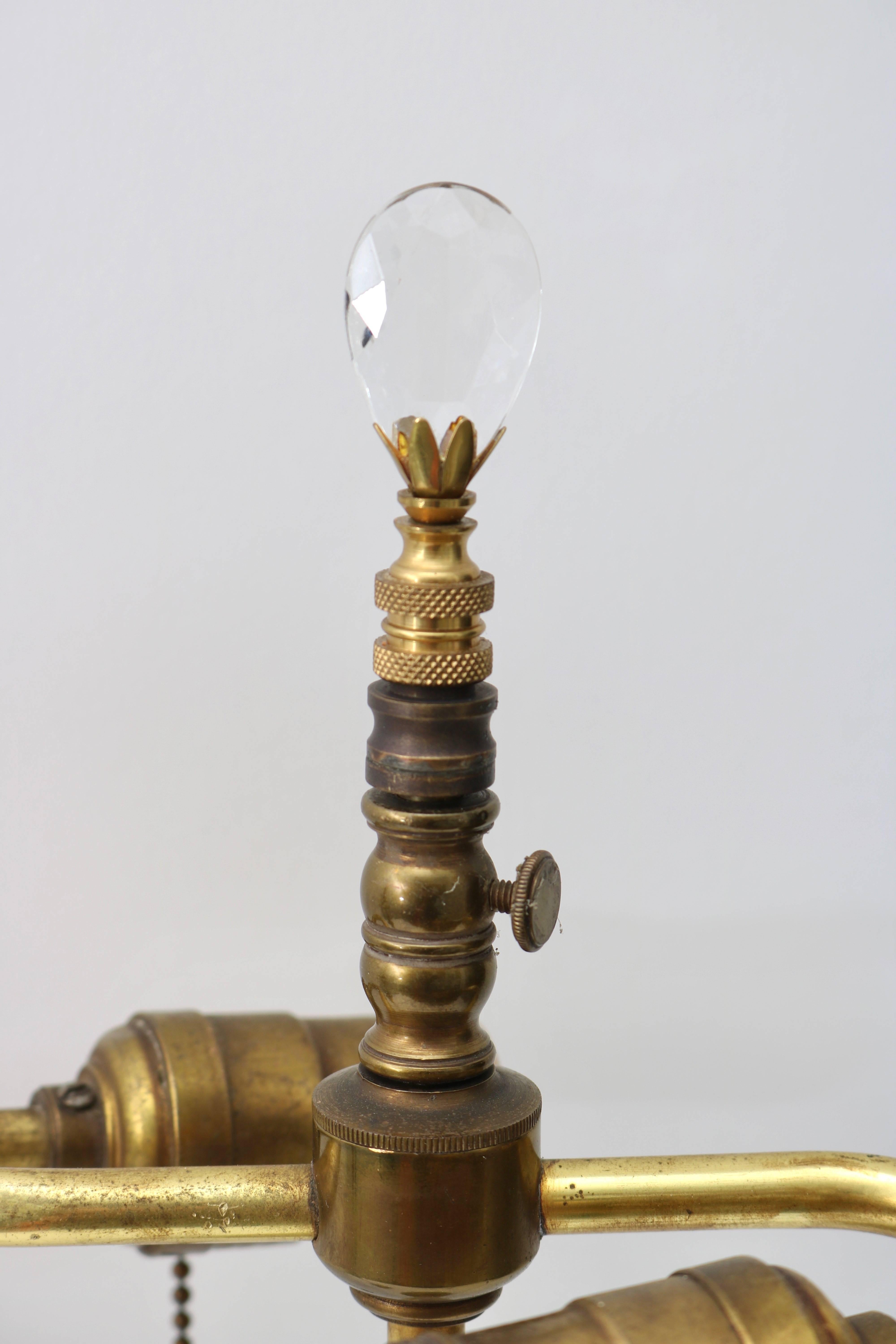 20th Century Pair of Vanity Table Lamps in Crystal, Bronze and Marble