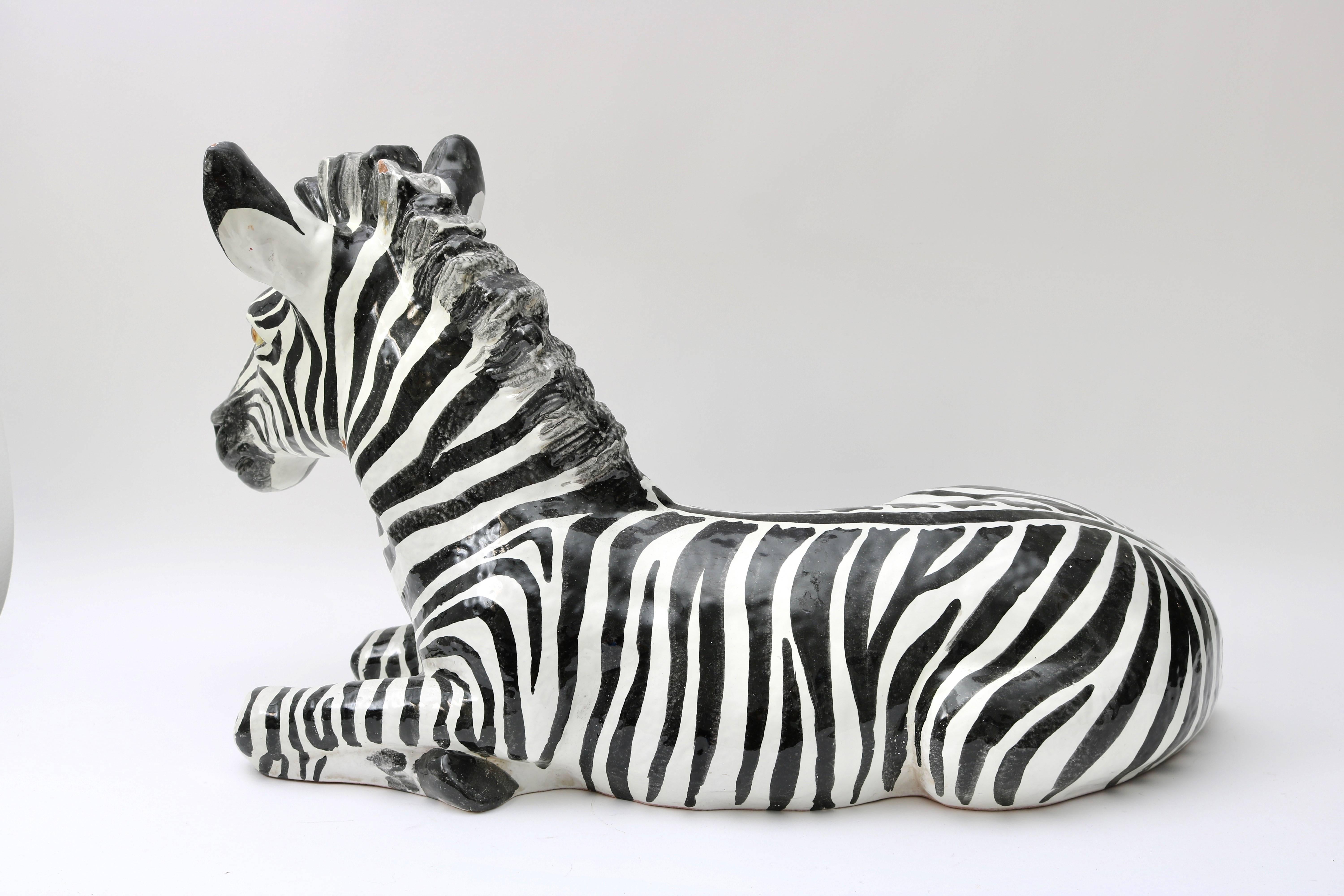 Palm Beach Regency Italian Glazed Terra Cotta Zebra 2