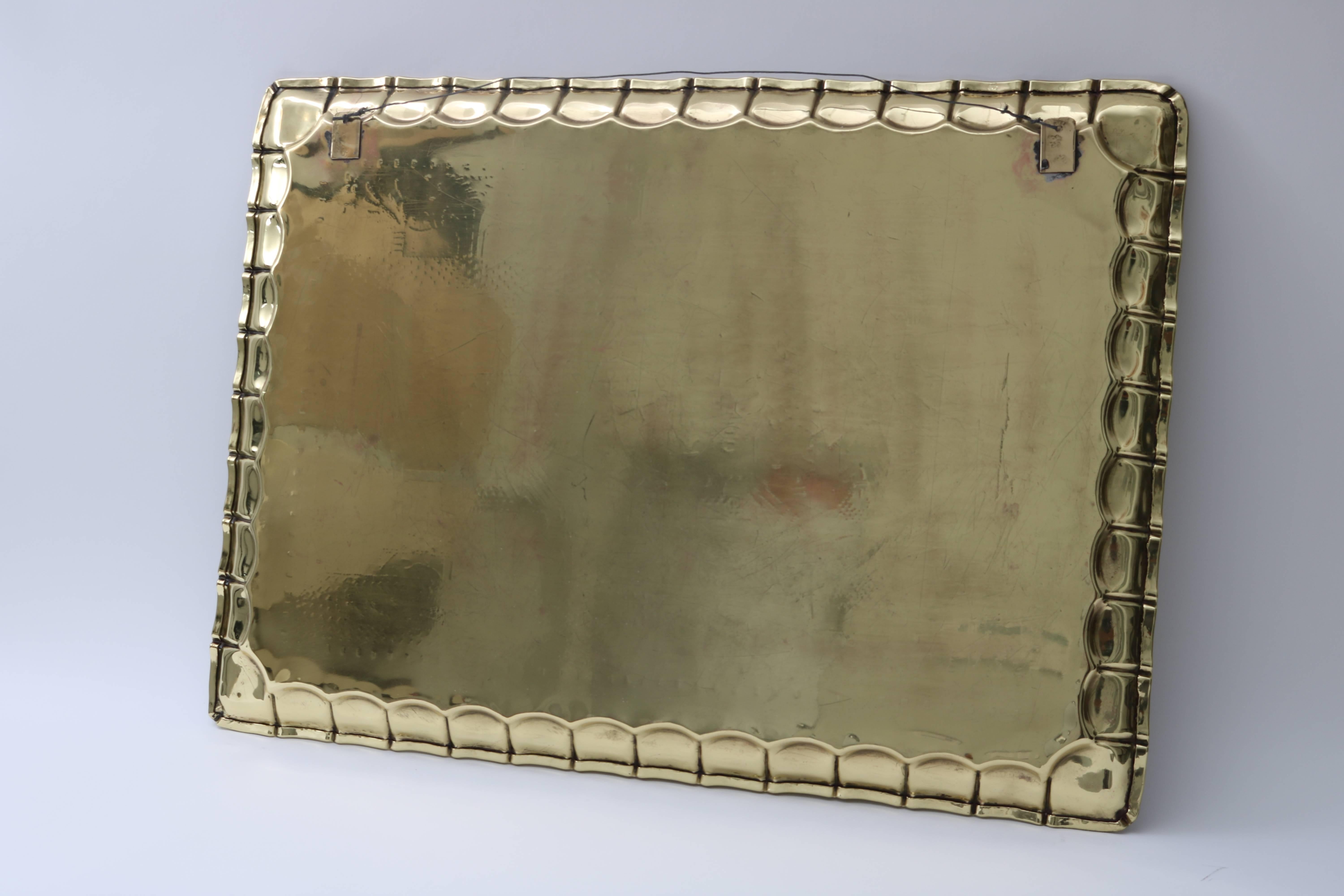 1920s, Art Deco Egyptian-Revival, Rectangular Brass Tray 1