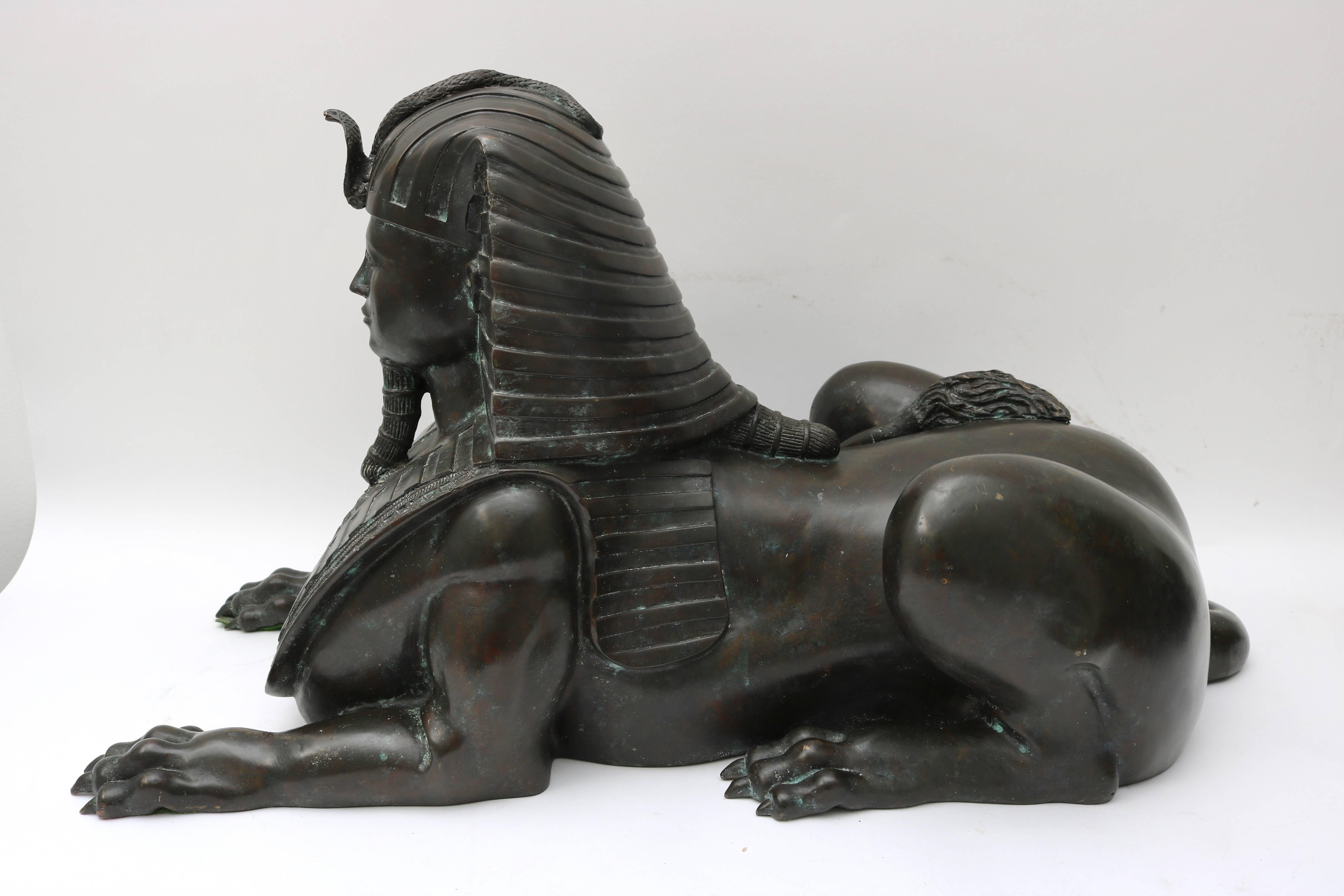 Pair of French Empire Revival Bronze Sphinx Sculptures 3