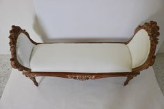18th Century Louis XV-XVI Transitional Bench with Floral and Musical Motif