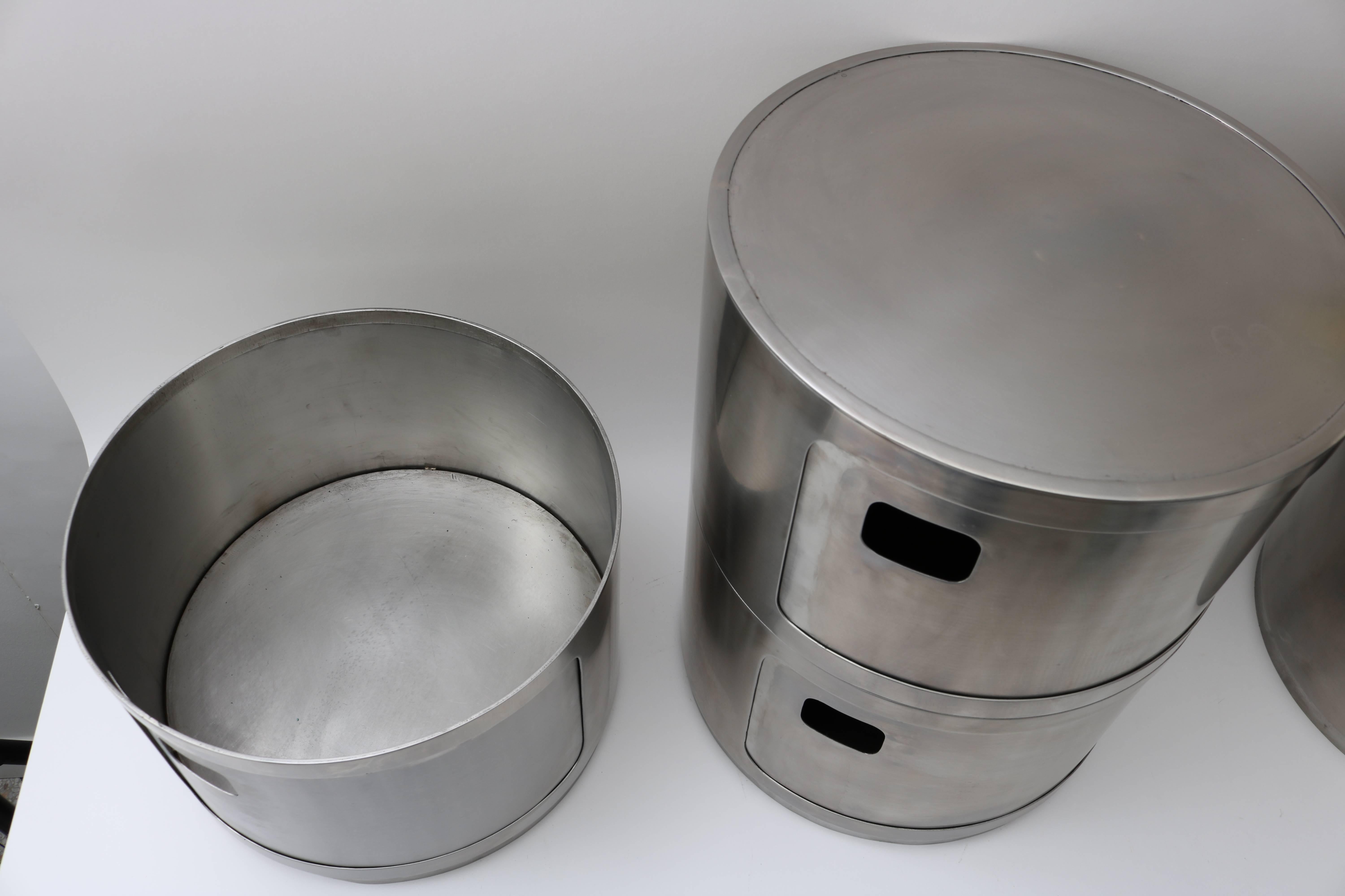 Anna Castelli for Kartell Pair of Round Steel Side Tables In Good Condition In West Palm Beach, FL