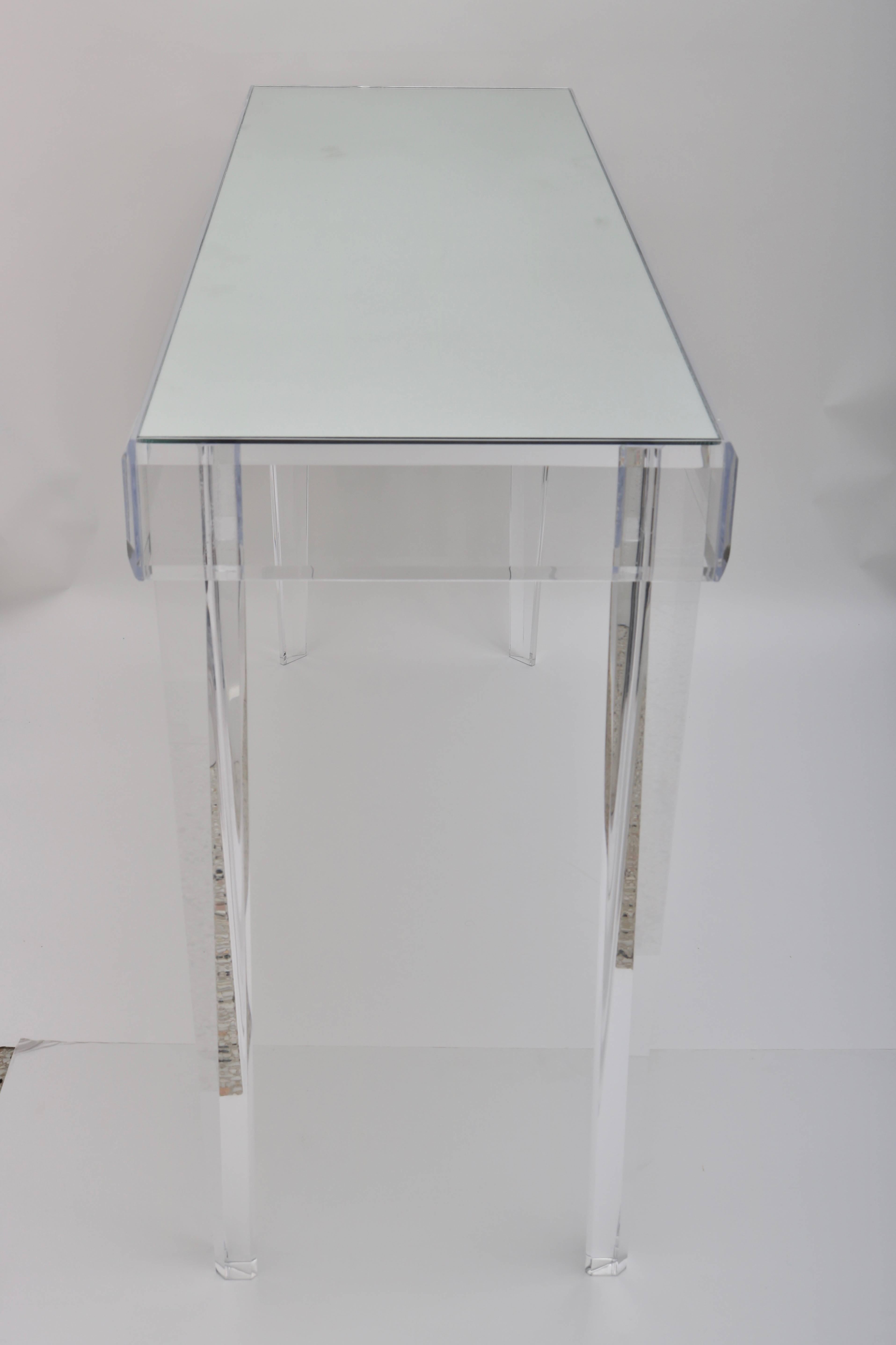 Lucite and Glass Rectangular Console Table 3