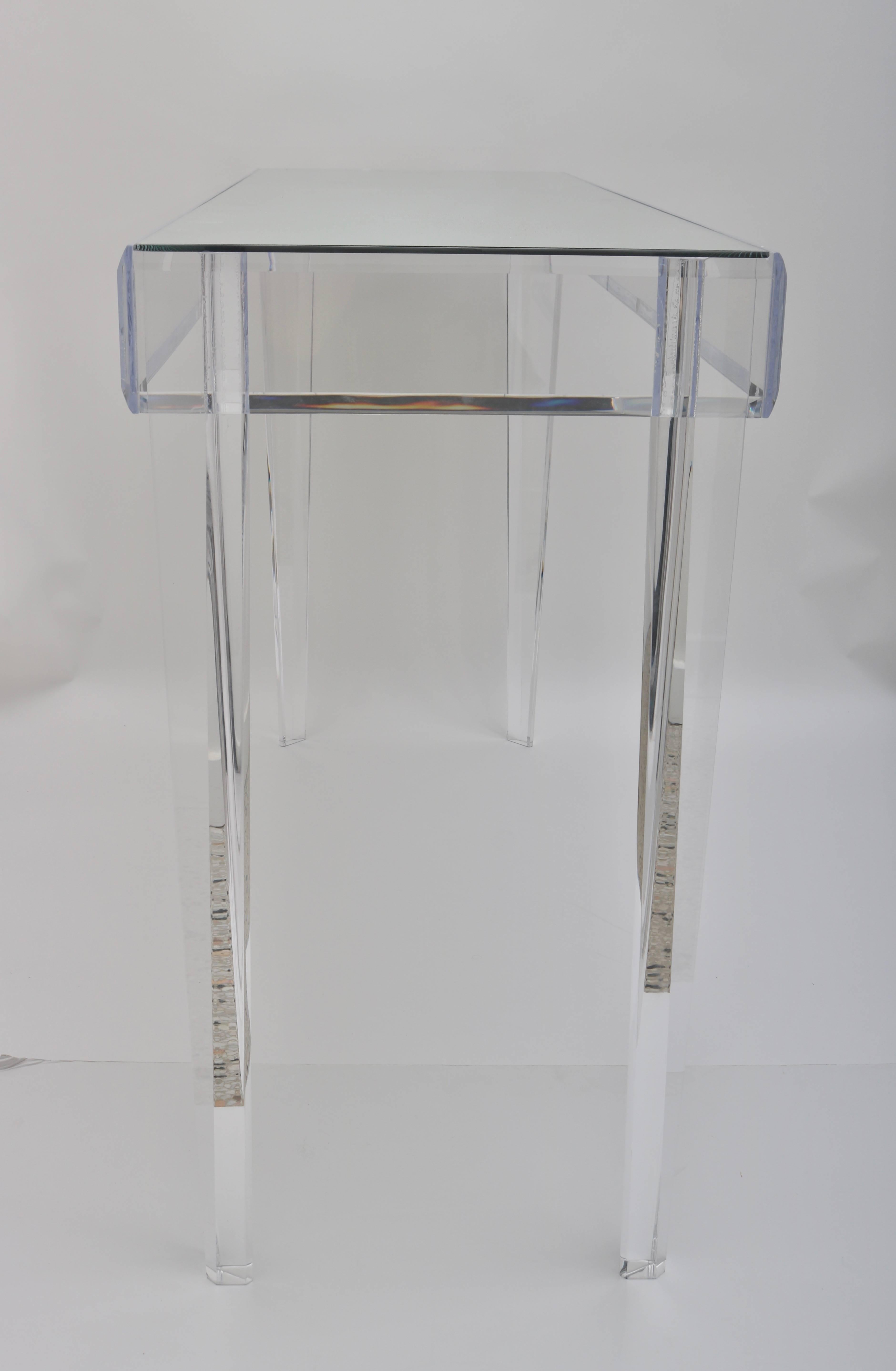 Lucite and Glass Rectangular Console Table 4